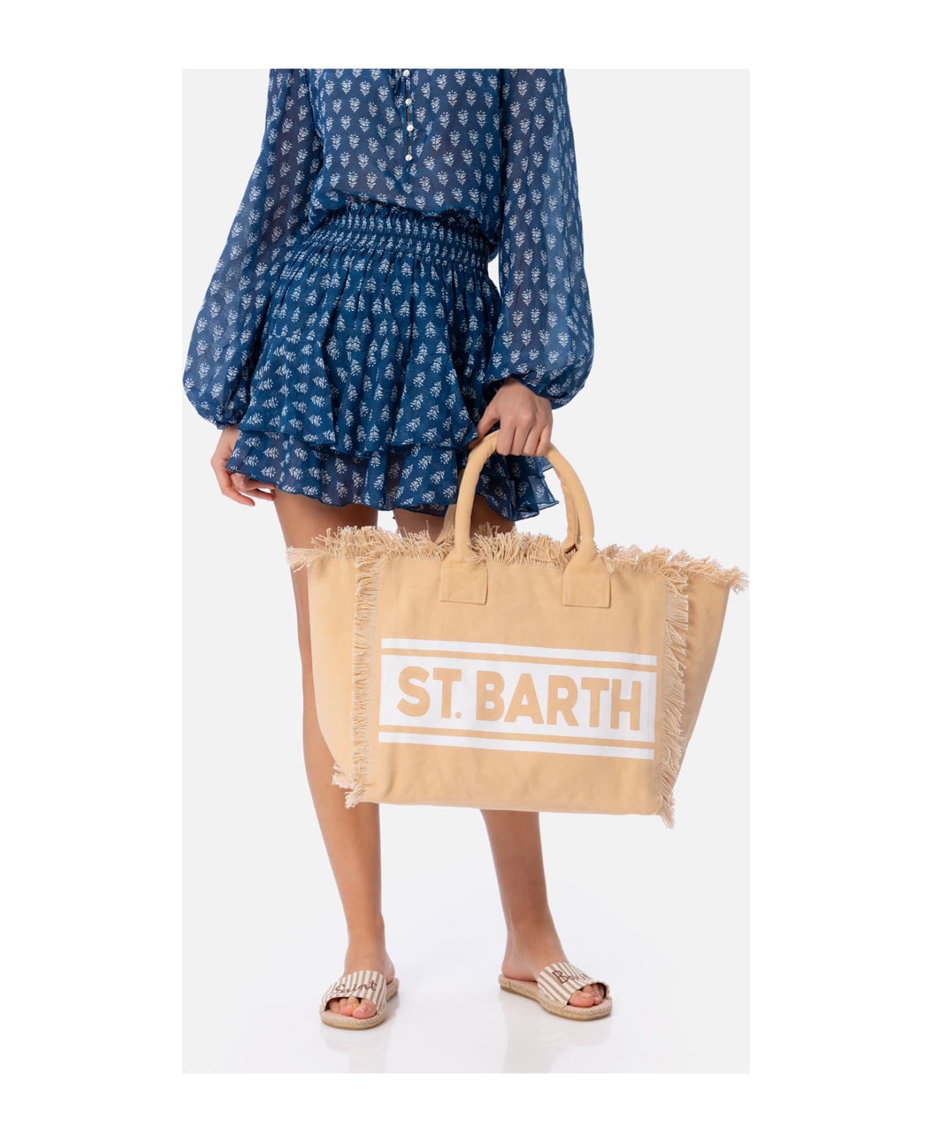MC2 Saint Barth Beige Cotton Canvas Vanity Shoulder Bag