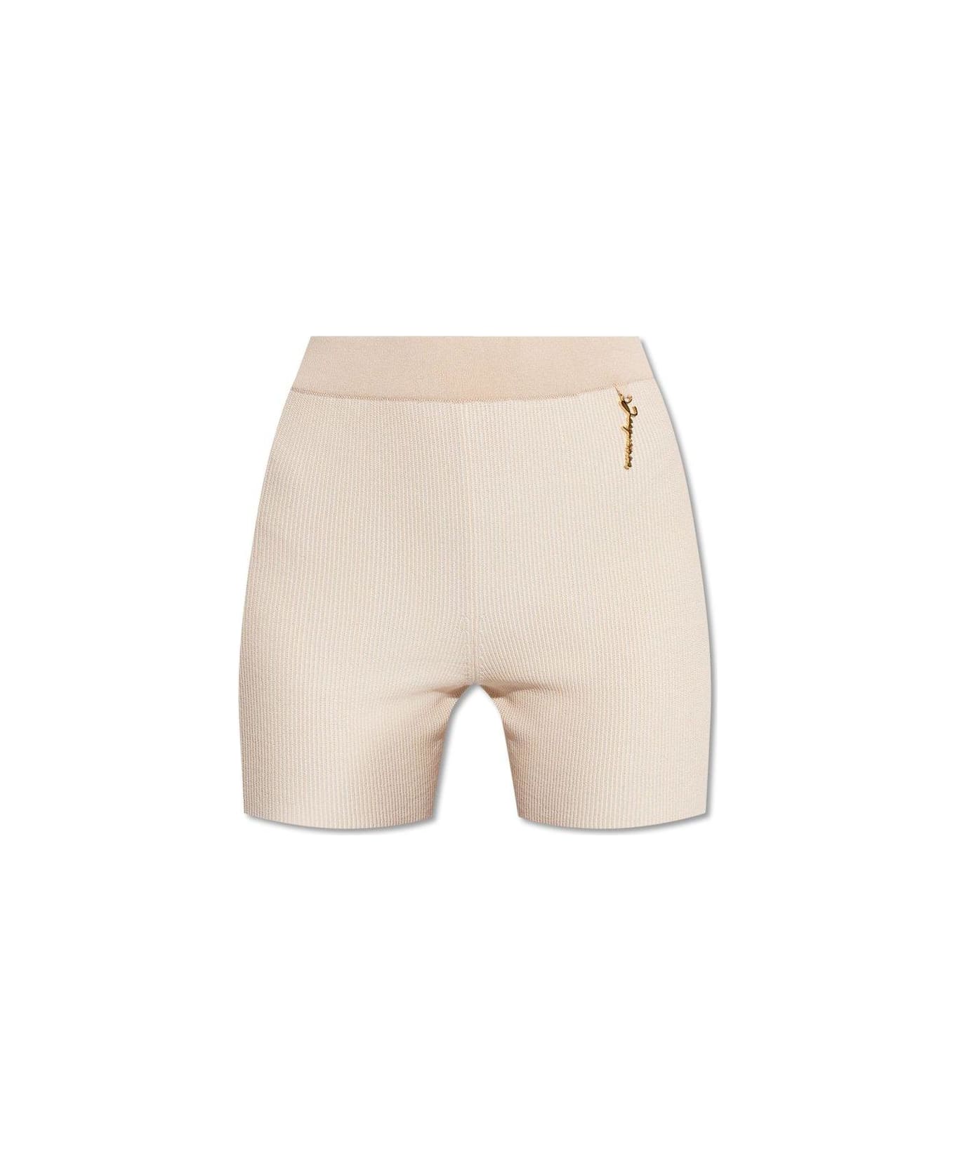 Jacquemus Charm Logo Knit Shorts - Beige ショートパンツ