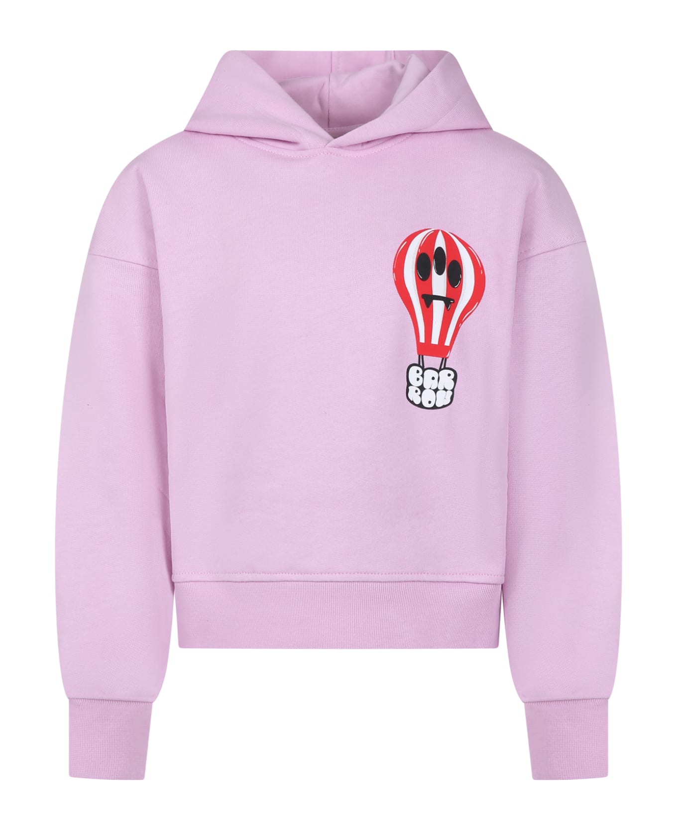 Barrow Pink Sweatshirt For Girls With Logo And Hot Air Balloon - Rosa