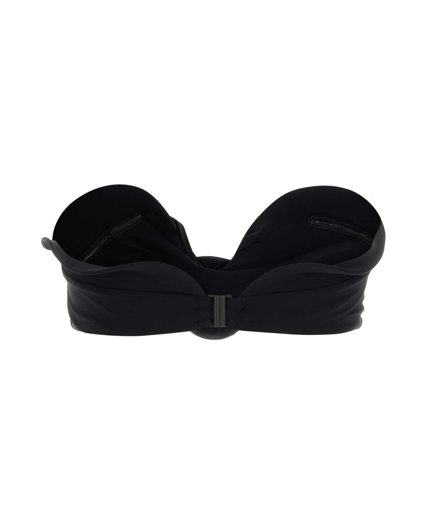 Magda Butrym Black Stretch Nylon Bikini Top - BLACK