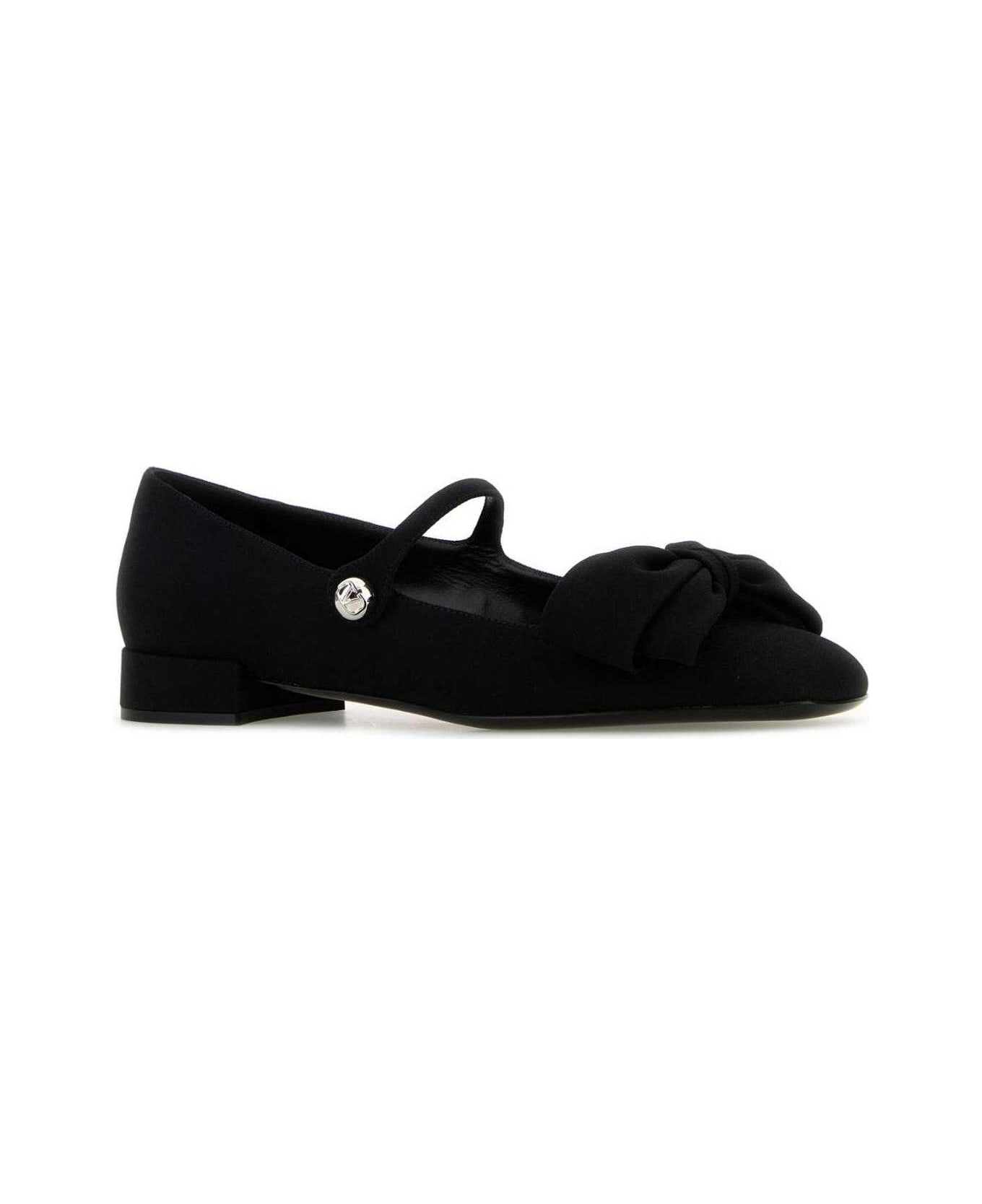 Valentino Garavani Black Crepe Bowjane Ballerinas - NERO