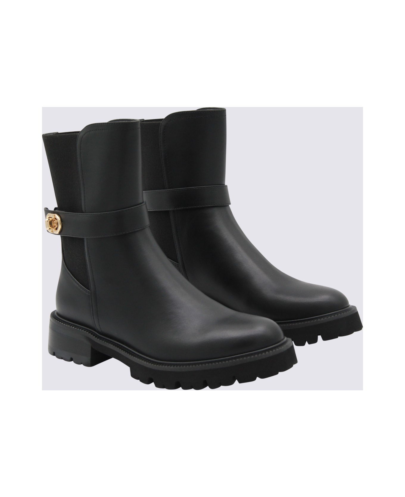 TwinSet Black Leather Boots - Black