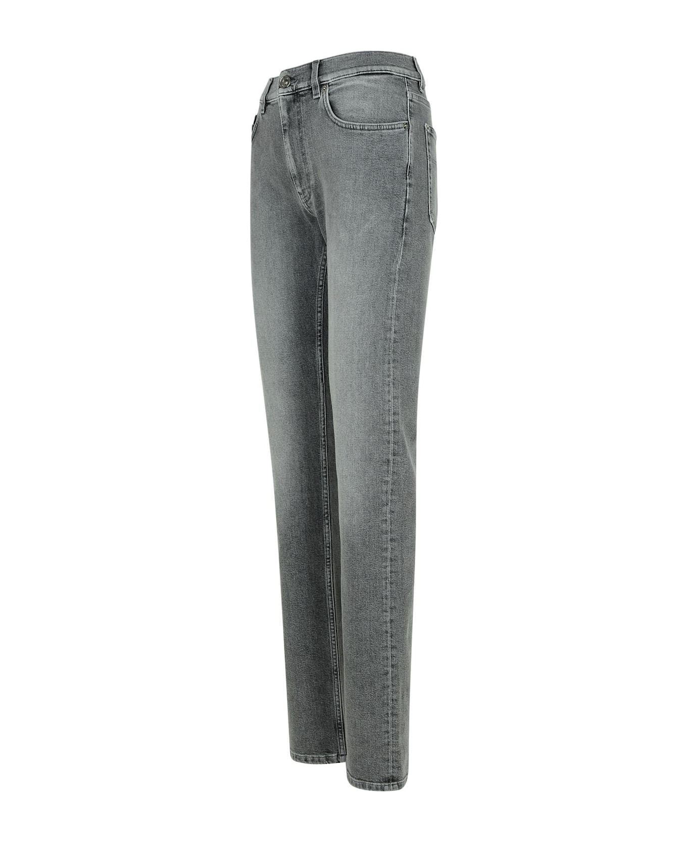 Versace Logo-patch Skinny Jeans - Grigio Medio