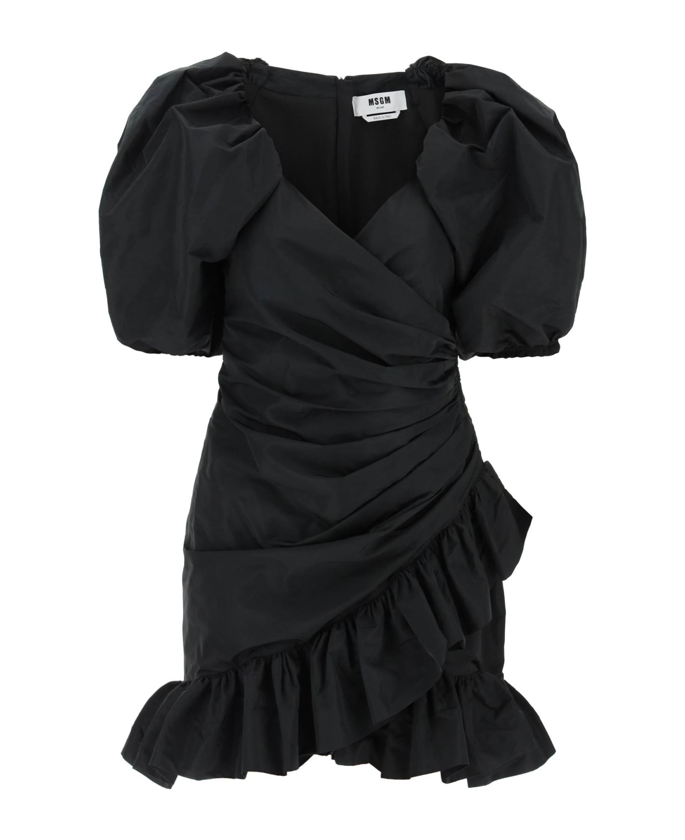 MSGM Draped Mini Dress - BLACK (Black)