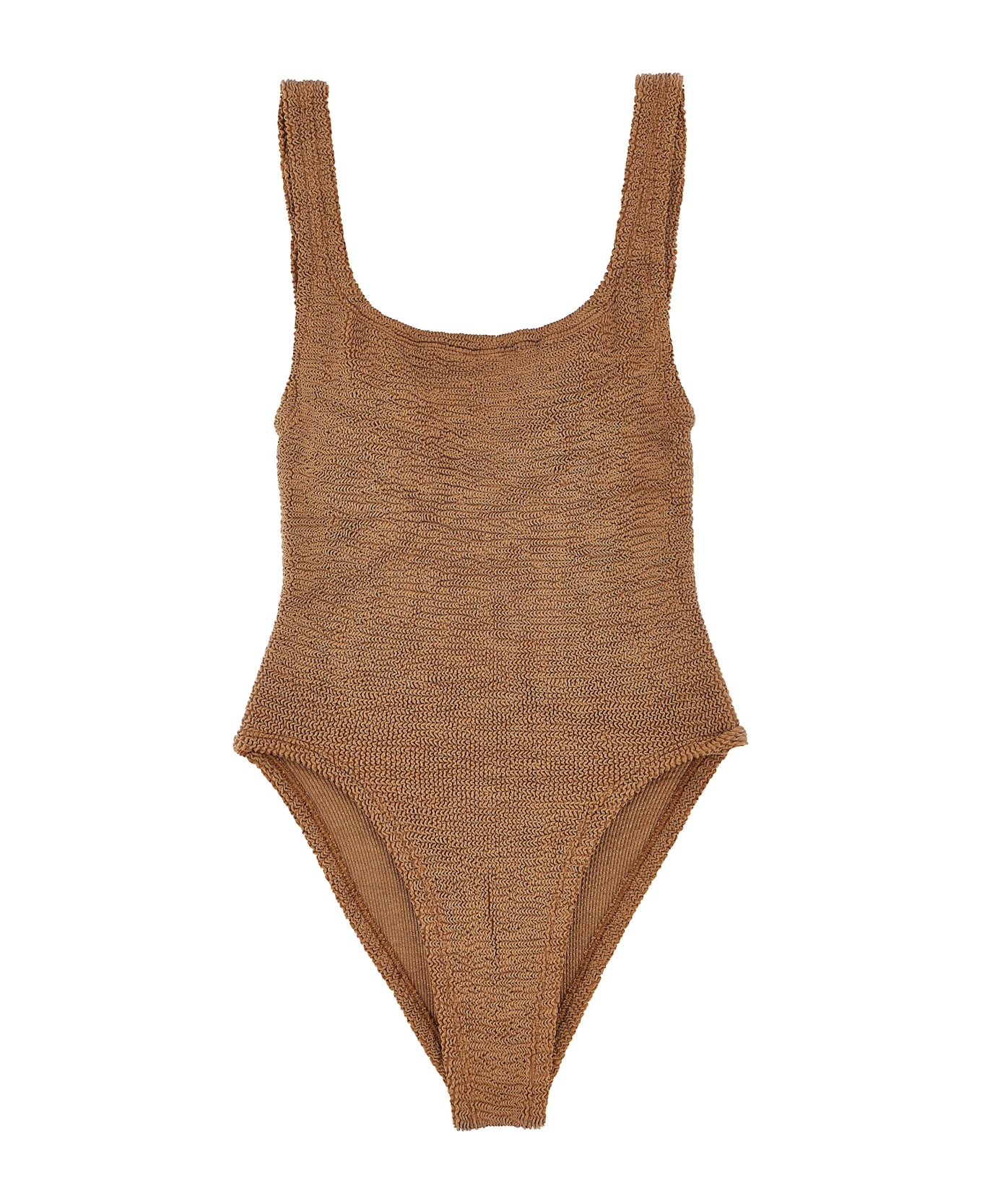 Hunza G 
square Neck
 One-piece Swimsuit - Brown