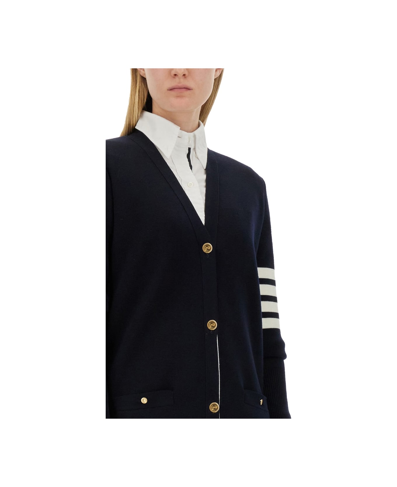 Thom Browne 4bar Long Cardigan - BLUE