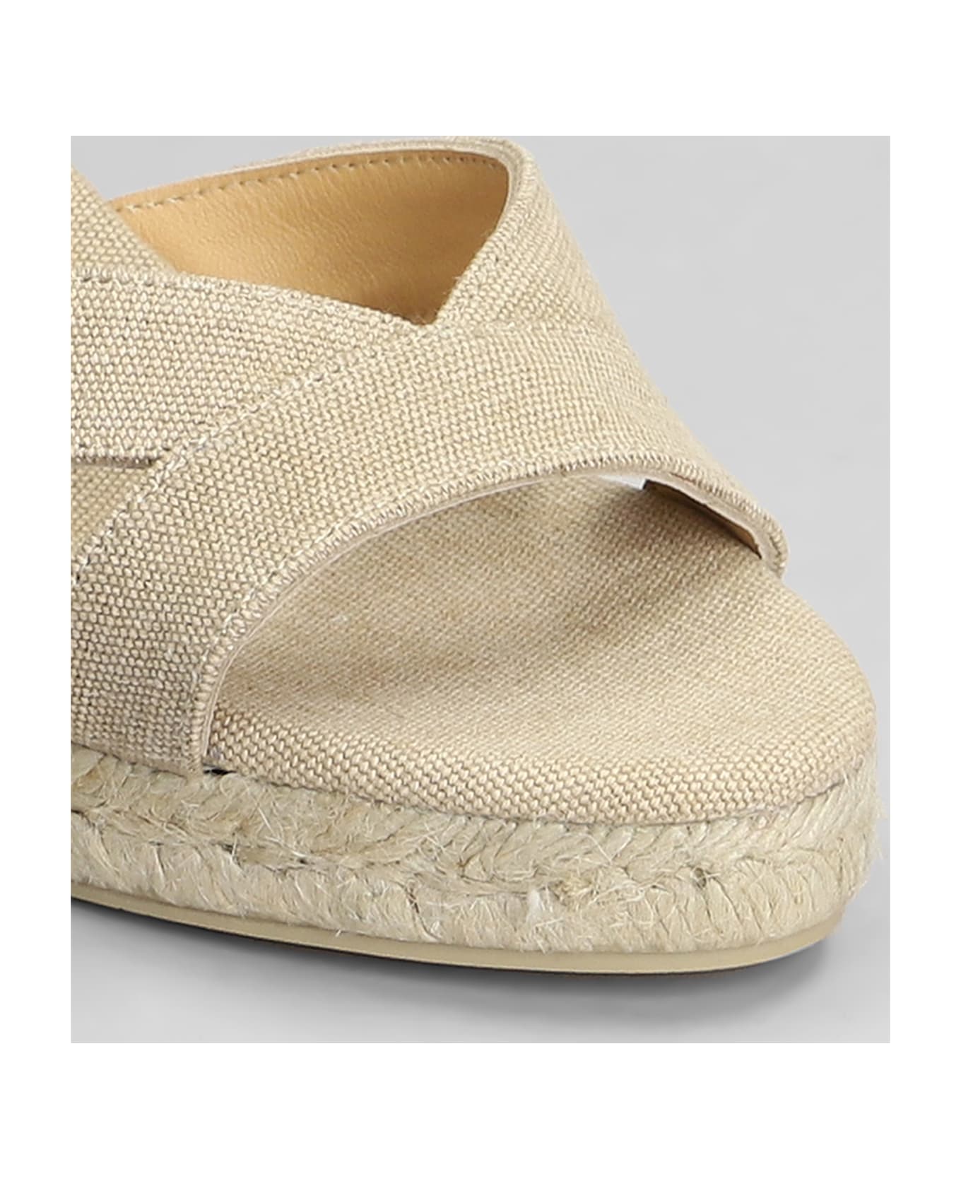 Castañer Bruna-6-002 Wedges In Beige Canvas - beige