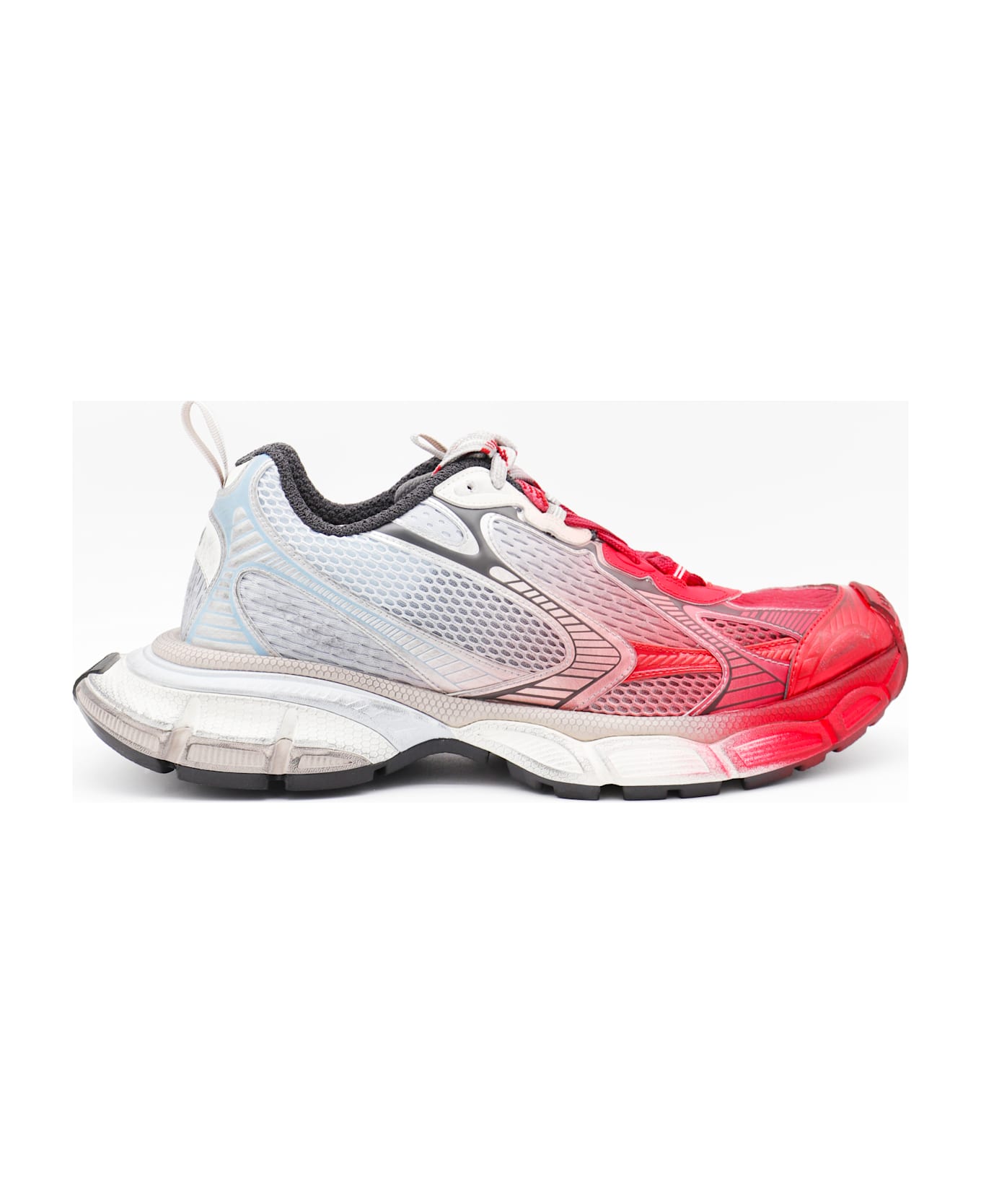 Balenciaga White Grey Red 3xl Toe Spray Sneakers - Red