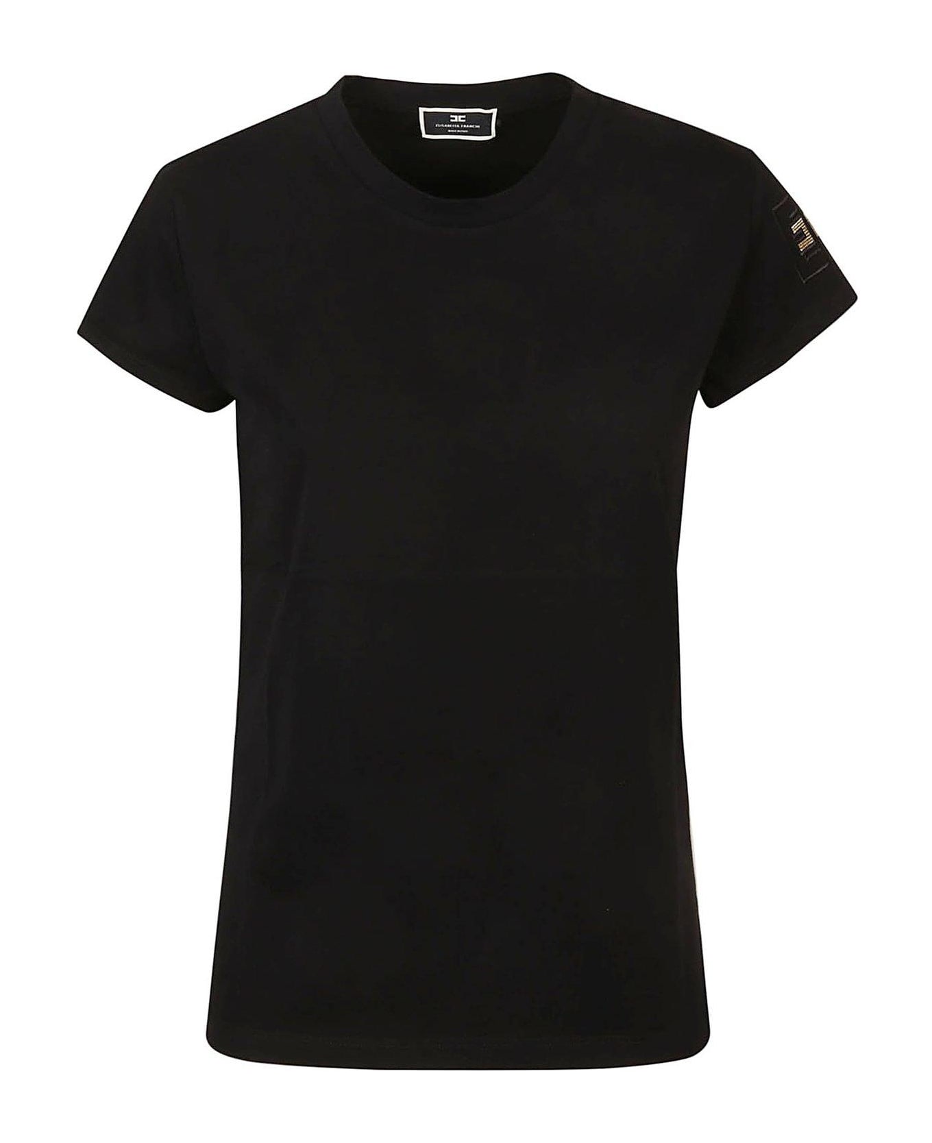 Elisabetta Franchi Monogram-embroidered Crewneck T-shirt - Nero Tシャツ