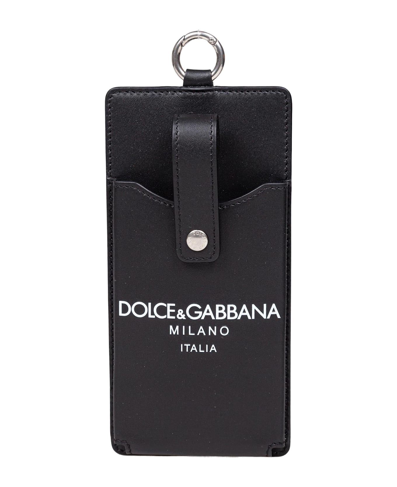 Dolce 
Gabbana Leather Cell Phone Holder With Black Logo - Black
