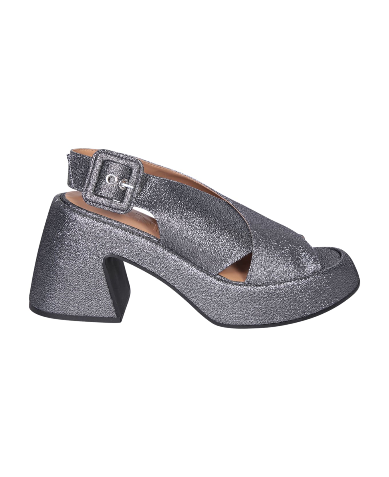 Ganni Silver Platform Sandals - Metallic サンダル