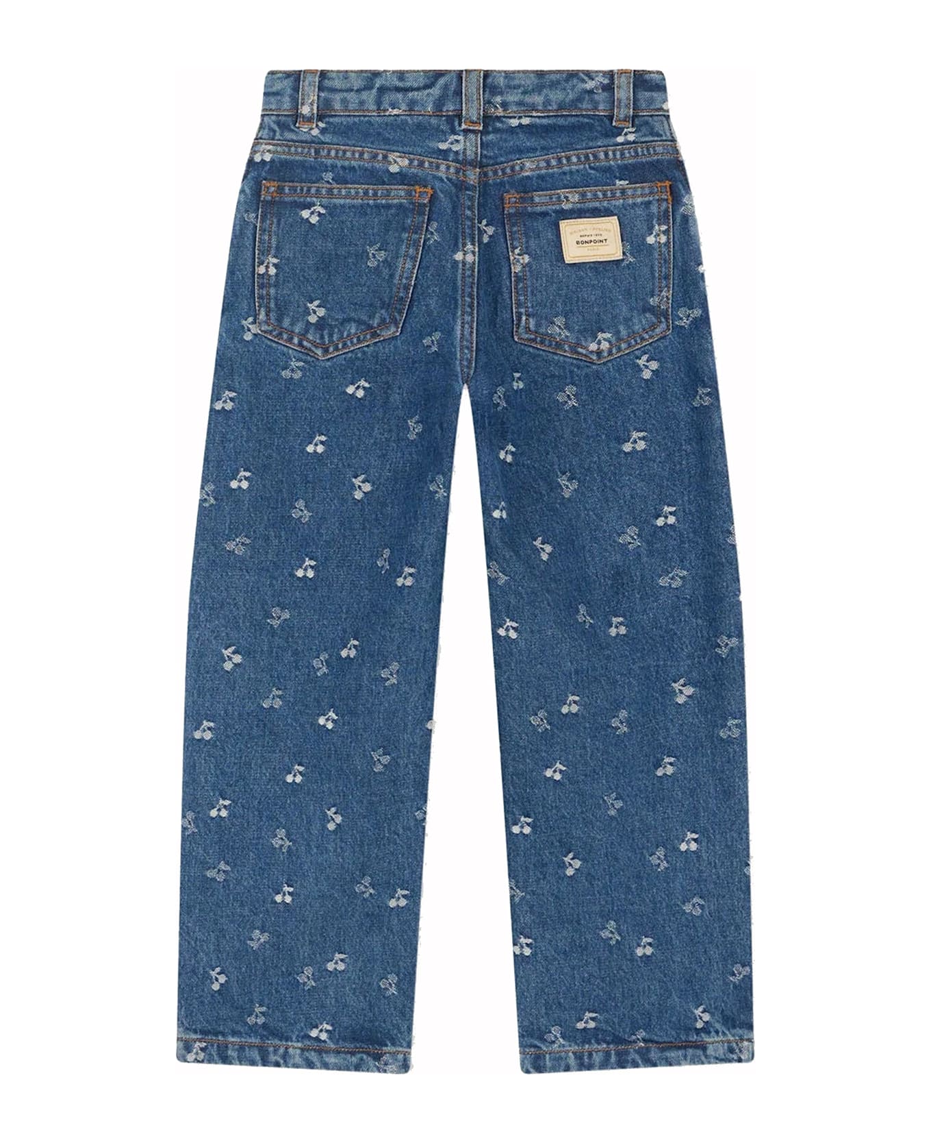 Bonpoint Denim Jeans For Girl With Cherries - Denim