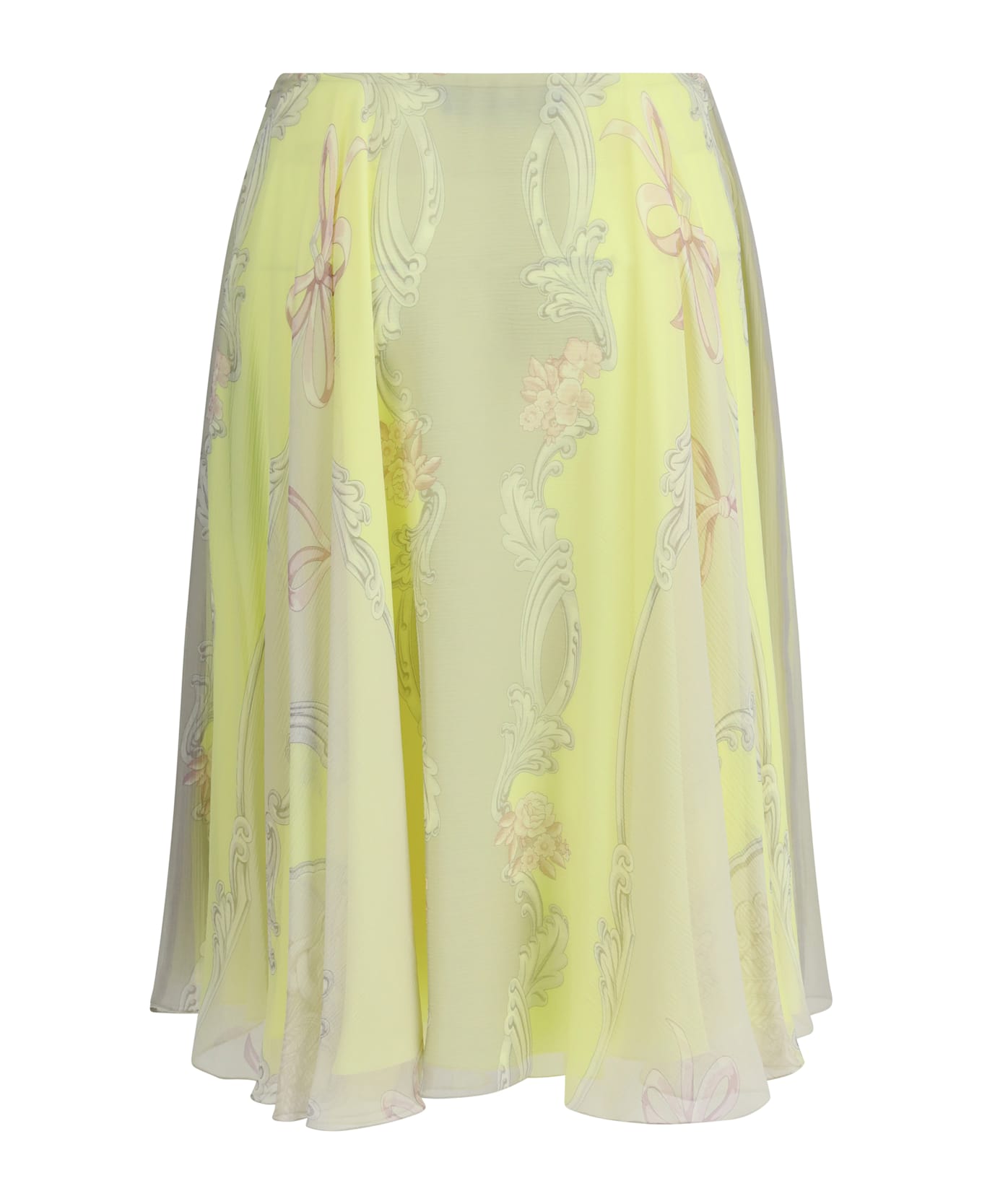Versace Medusa Midi Skirt - Pale Yellow / Light Grey