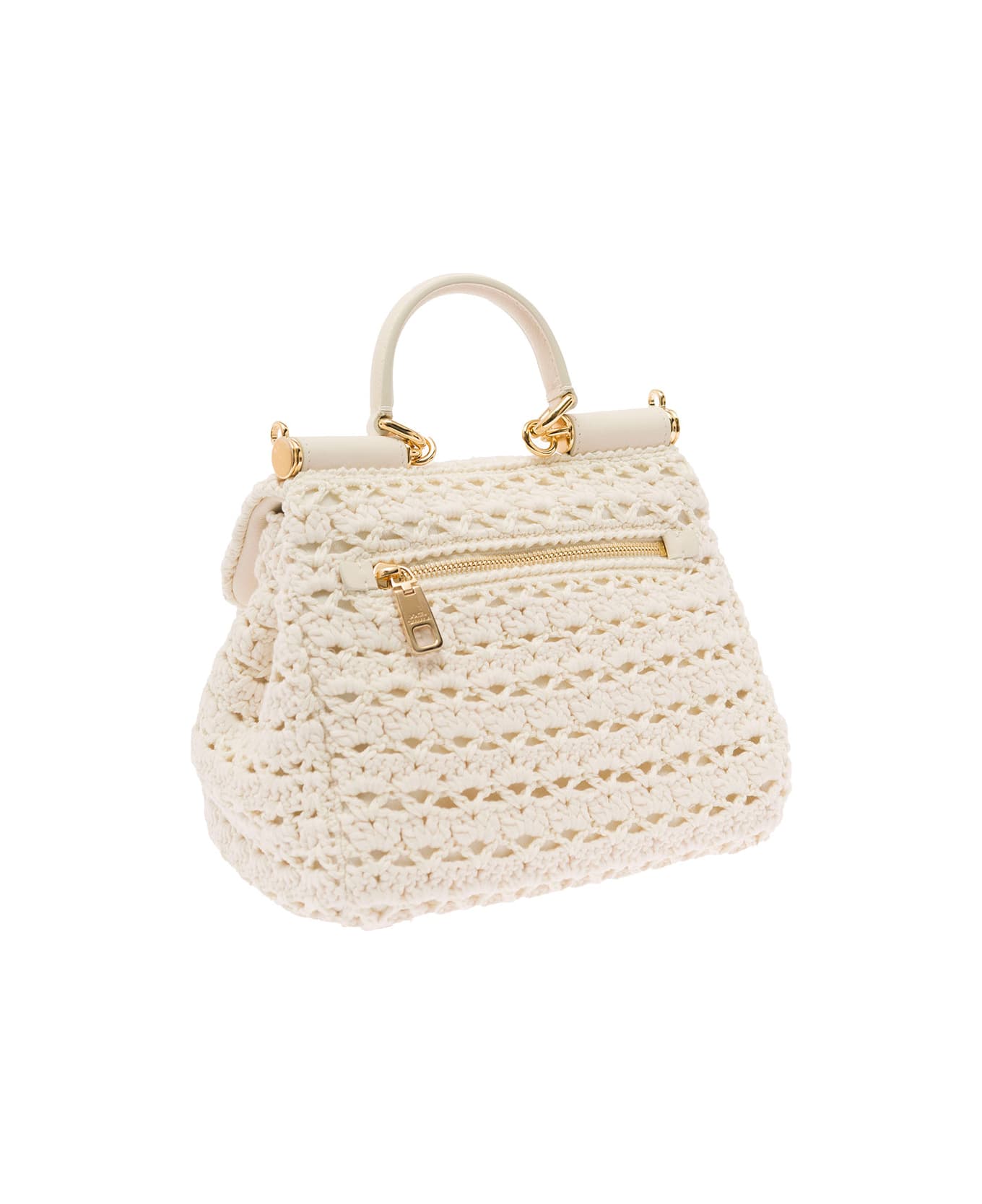 Dolce & Gabbana Sicily Small Handbag In White Crochet Woman - White トートバッグ