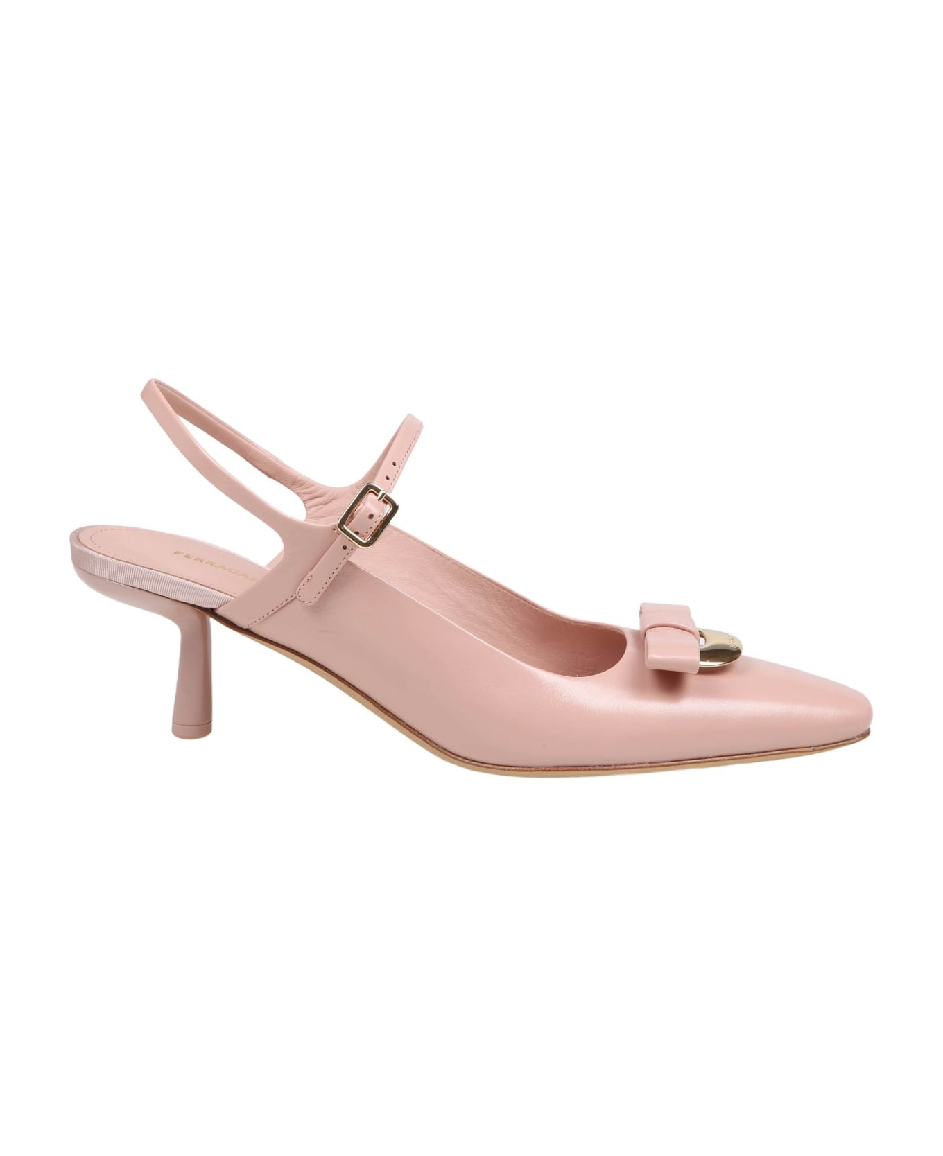 Ferragamo Slingback Ophelia In Pink Leather - Rose
