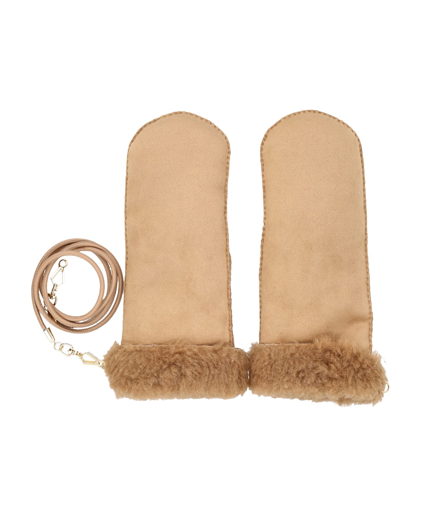 Max Mara Bouclé Mittens With Removable Lanyard - CAMEL