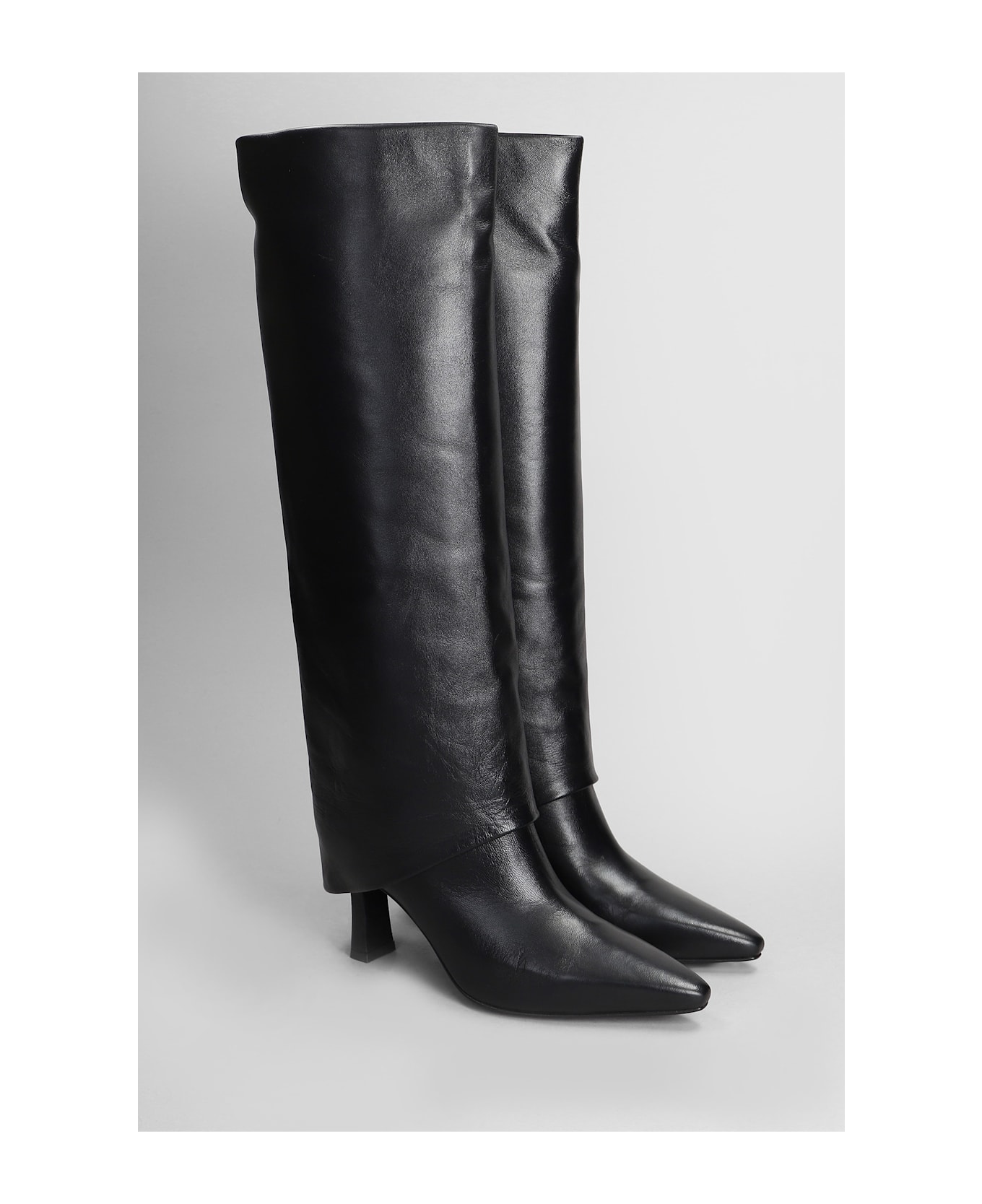 Julie Dee High Heels Boots In Black Leather - black