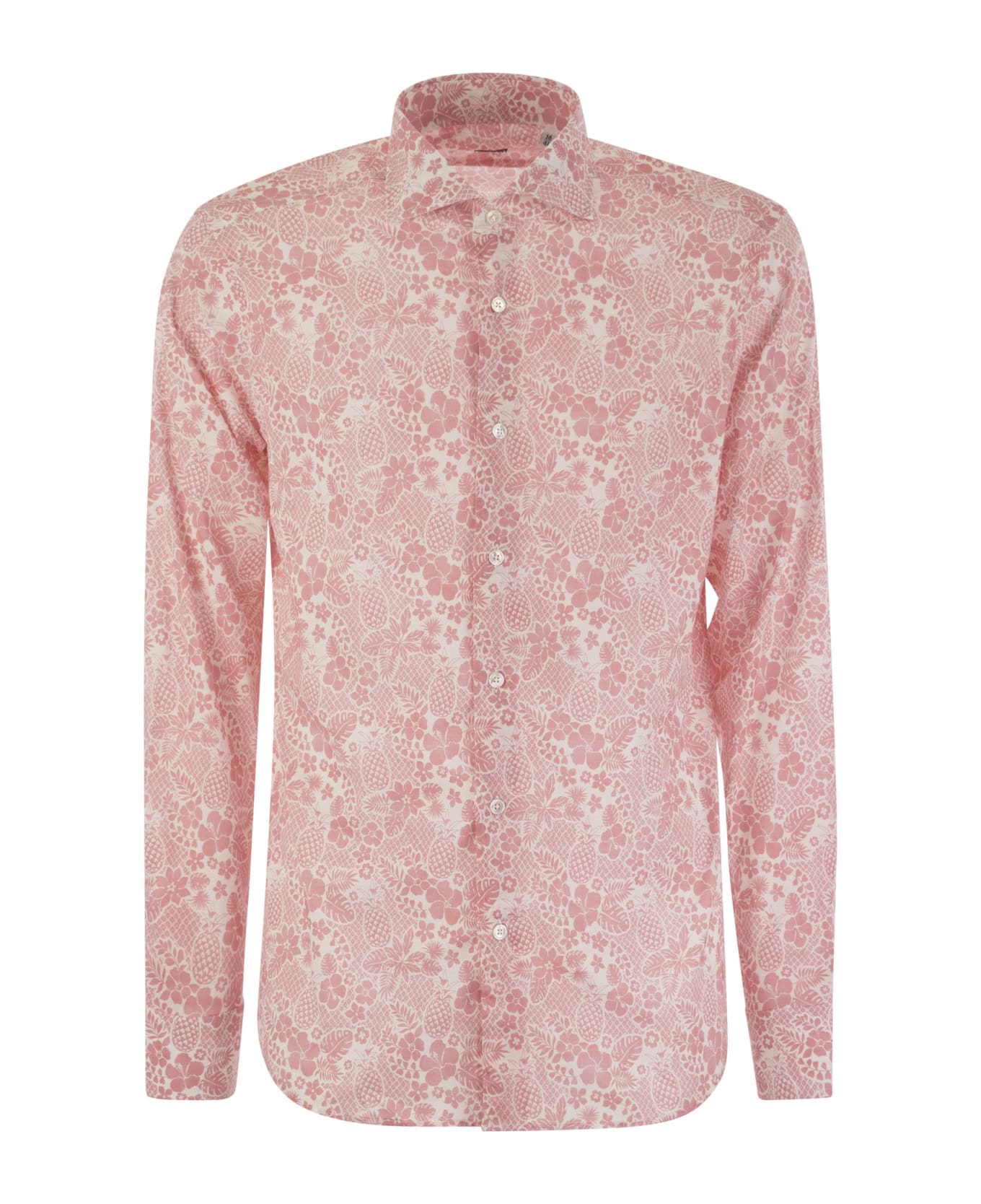 Fedeli Printed Stretch Cotton Voile Shirt - Pink シャツ
