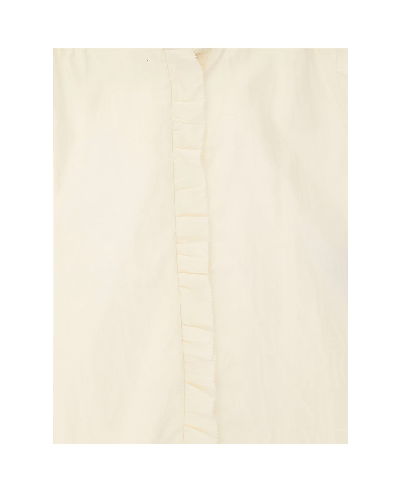 Emporio Armani Cream White Shirt With Turn Up Collar In Cotton Girl - White