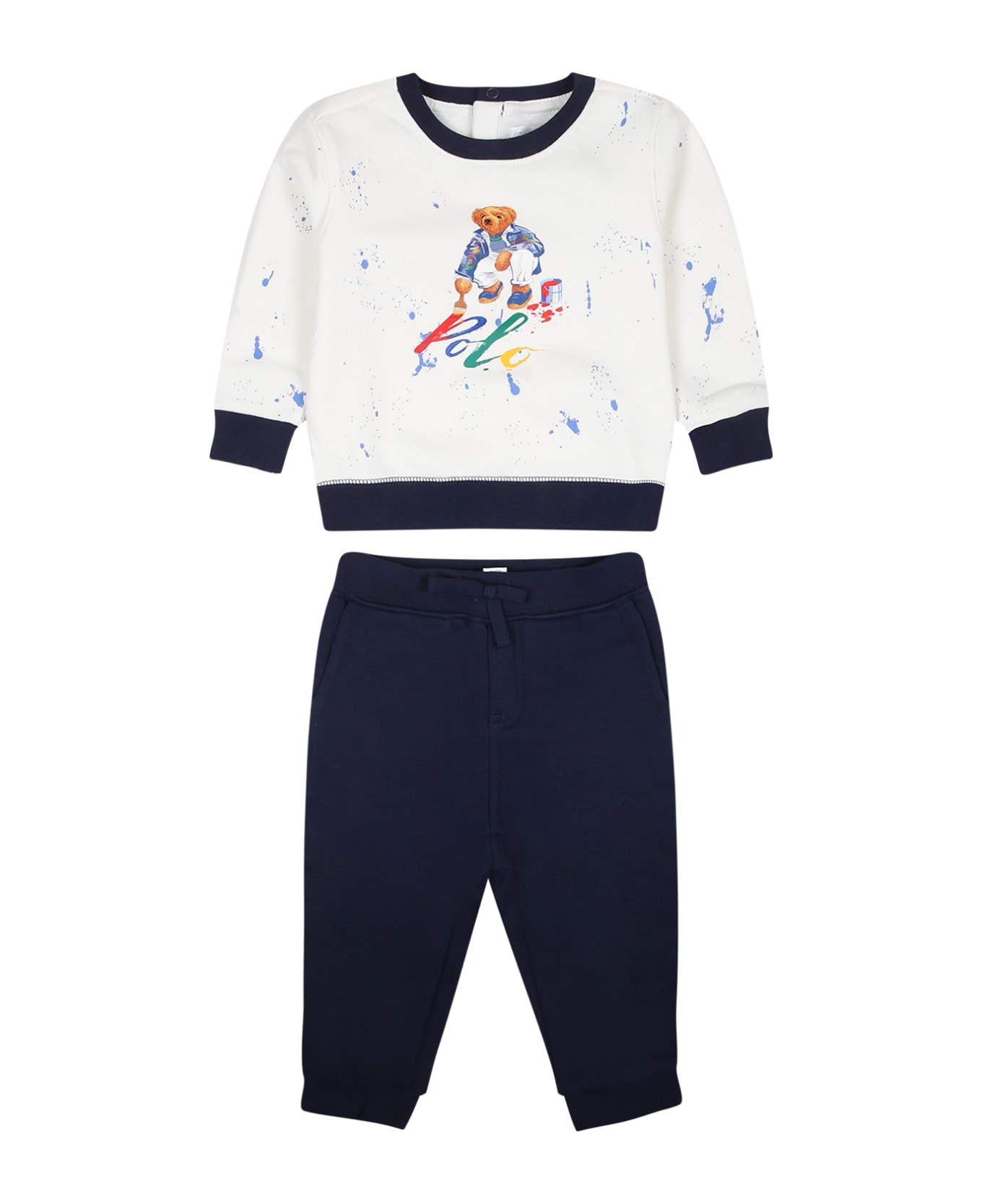 Ralph Lauren Blue Suit For Baby Boy With Polo Bear - Multicolor