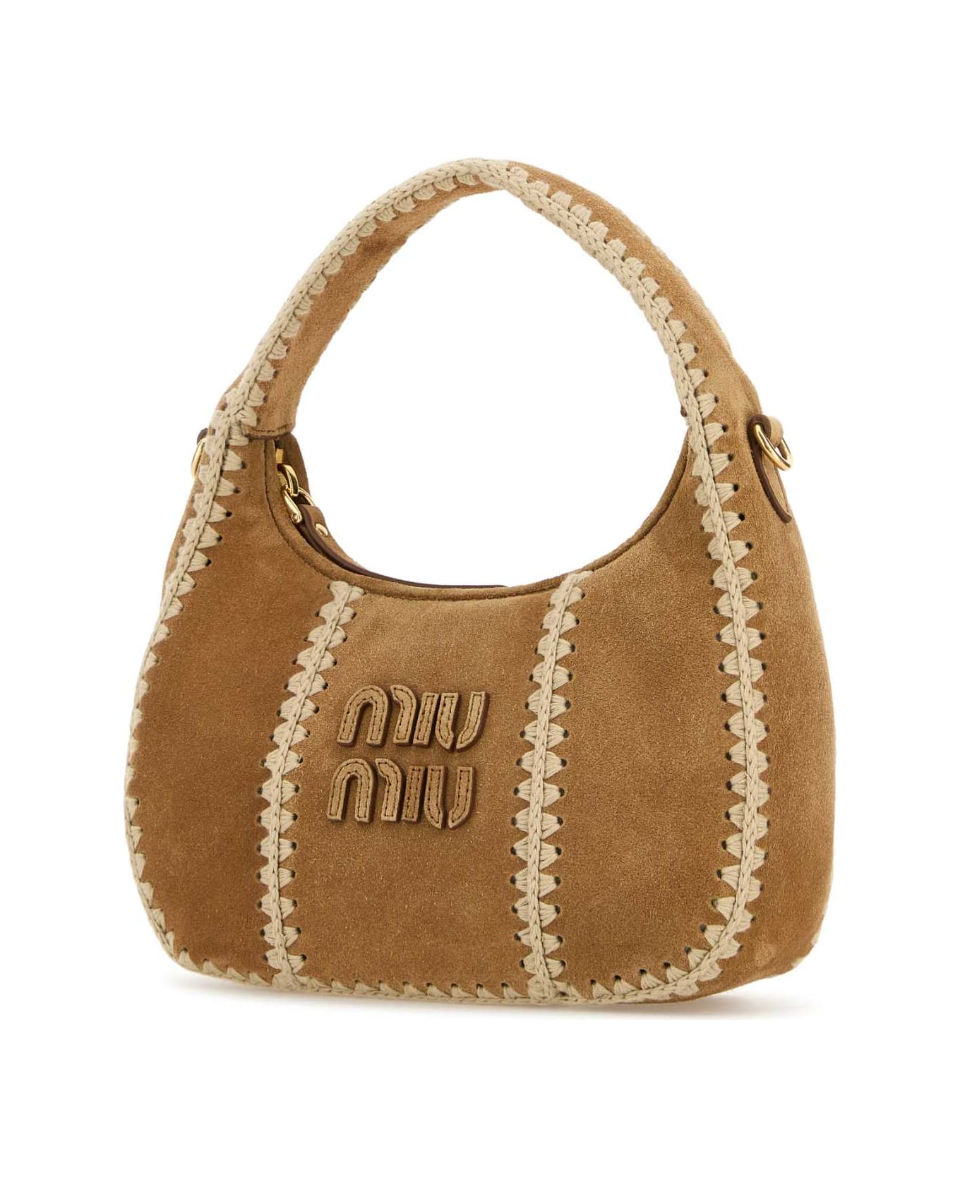 Miu Miu Beige Suede Handbag - CANNELLA