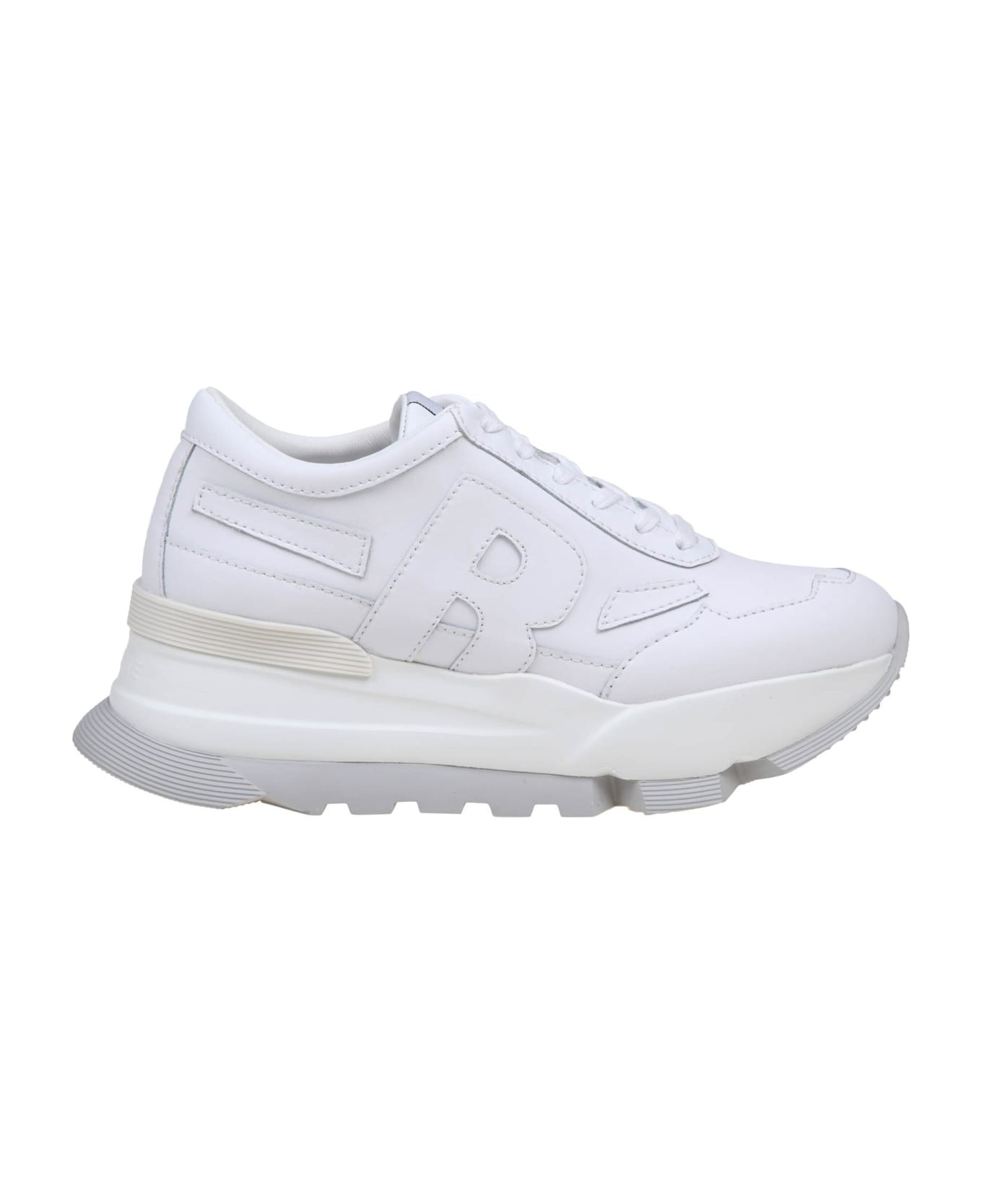 Ruco Line White Leather Sneakers - White / Gold
