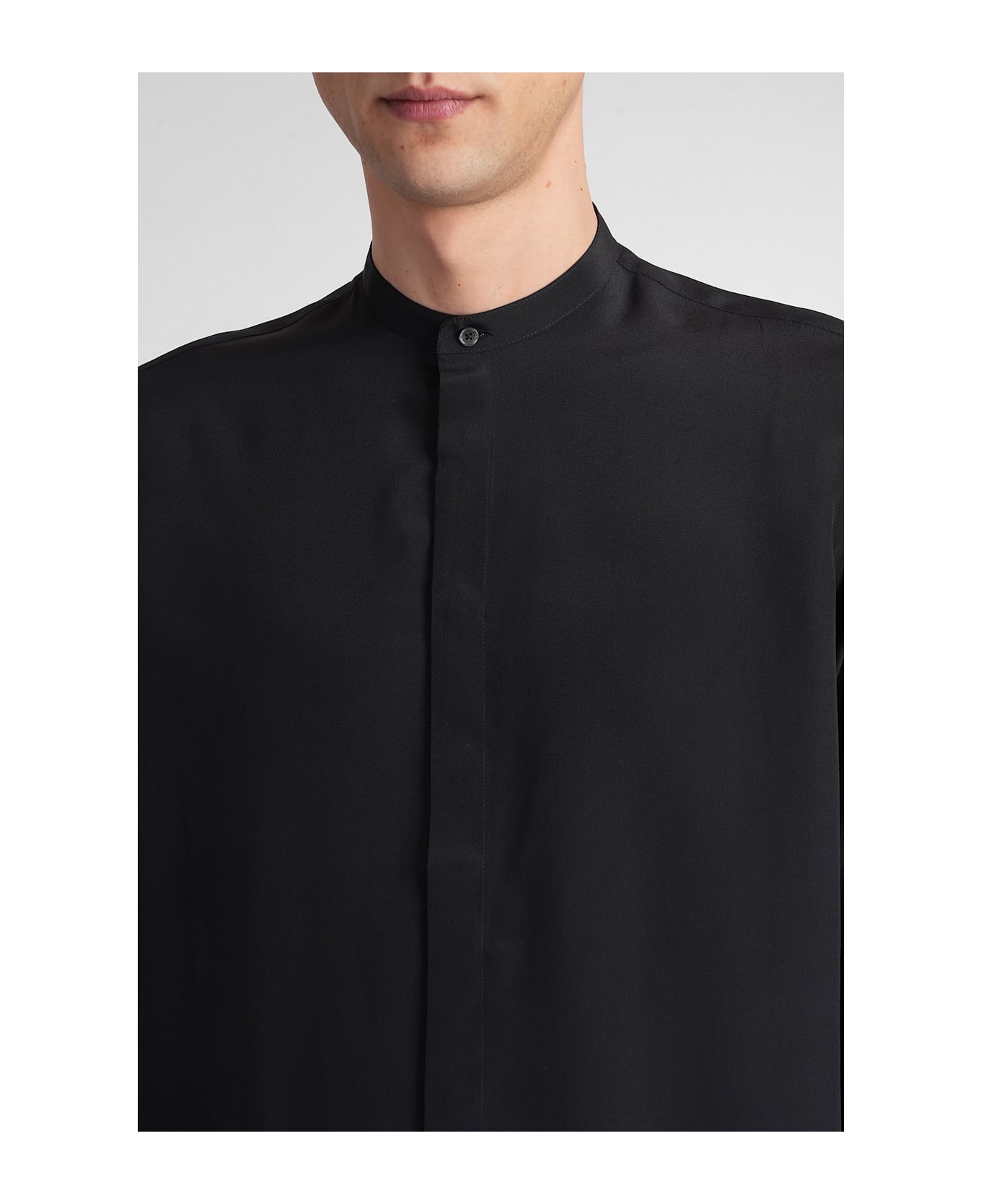Laneus Shirt In Black Silk - black
