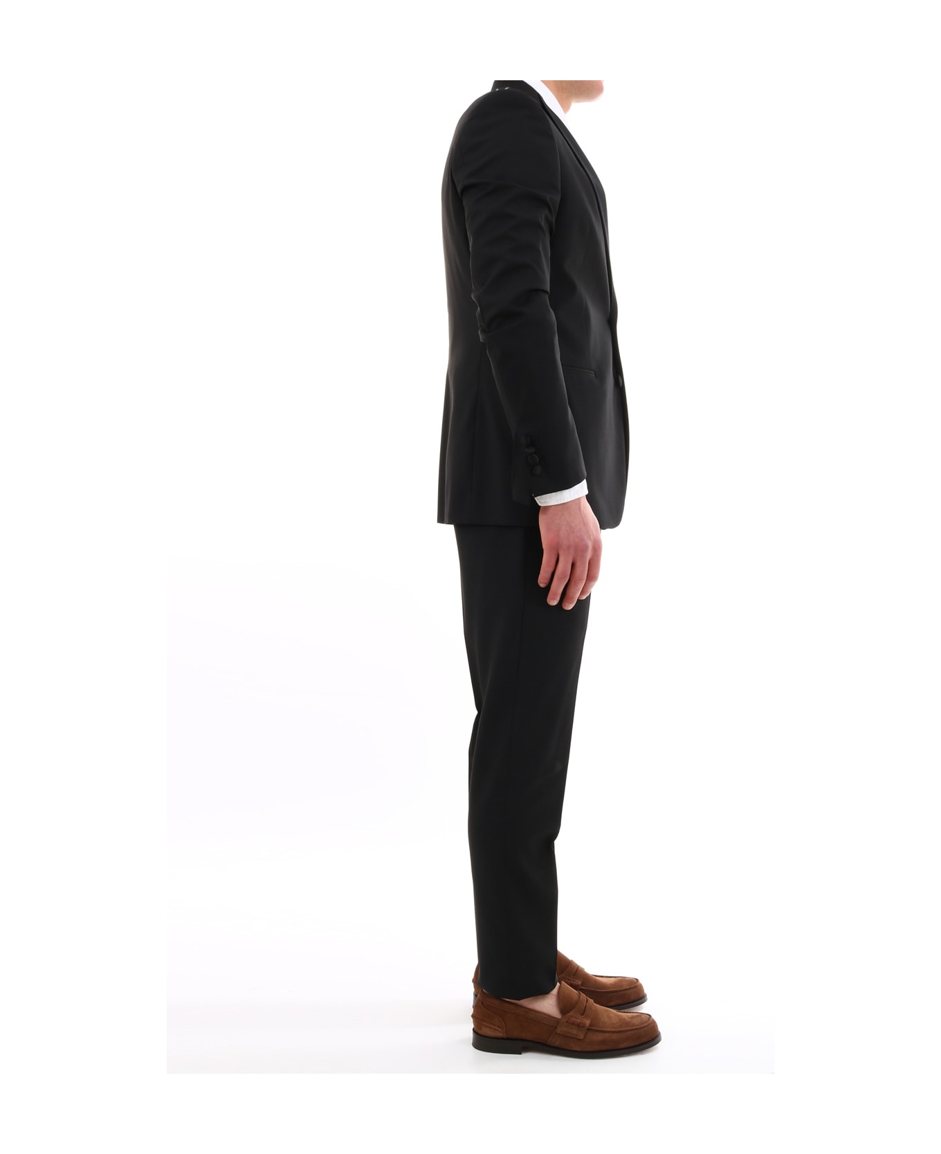 Tonello Black Mohair Wool Suit - BLACK