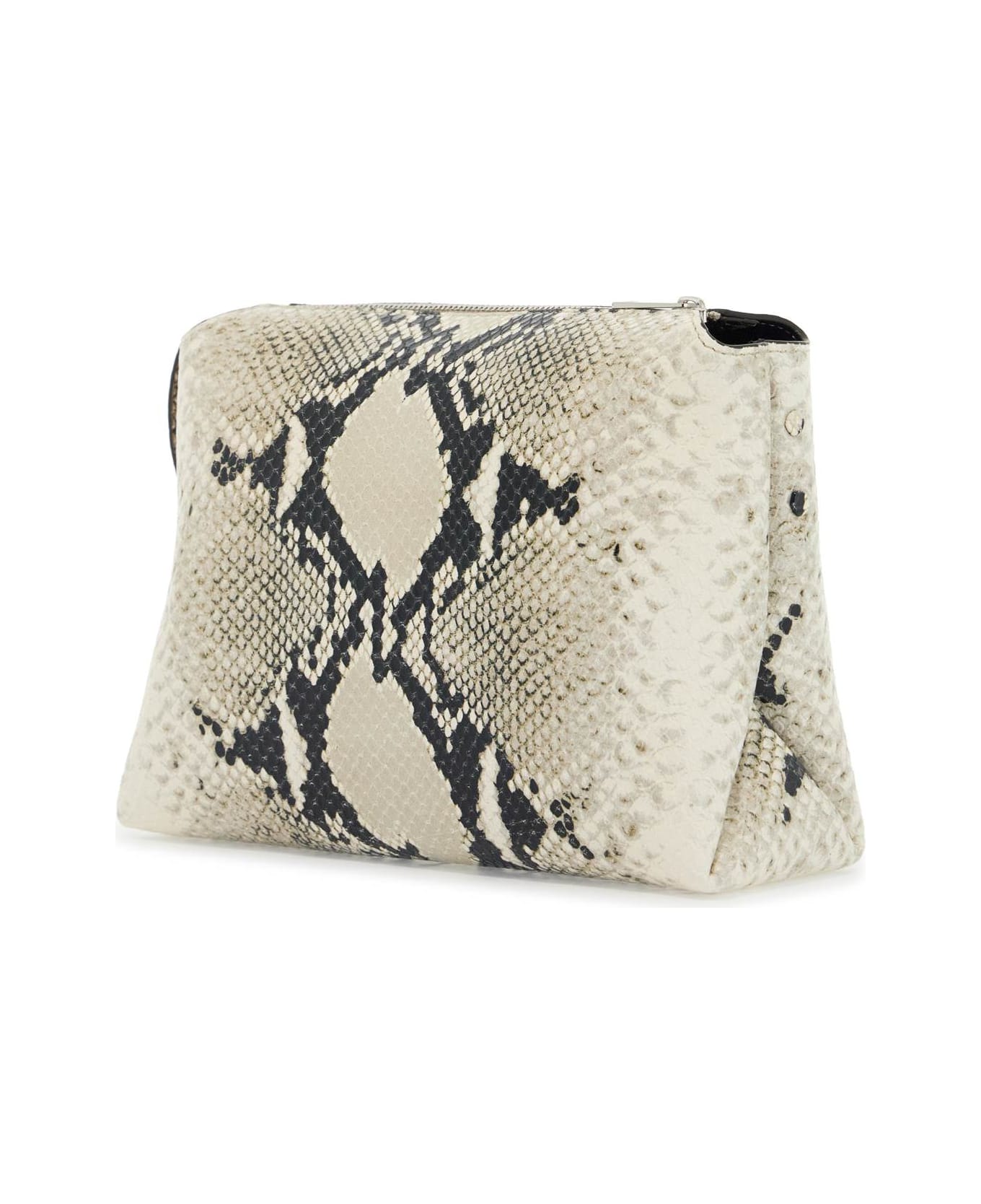 Khaite Python Print Leather Lina Clutch Bag - NATURAL