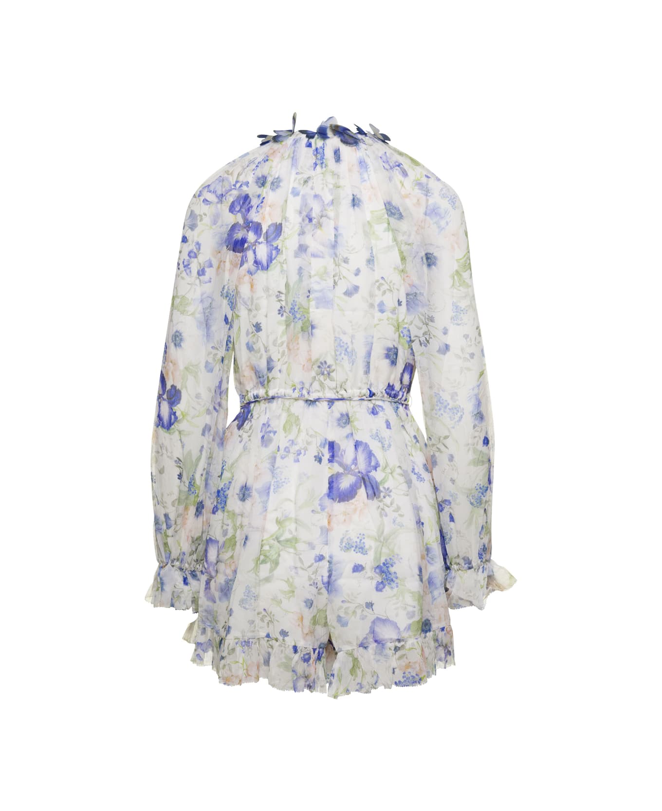 Zimmermann Multicolor Natura Flutter Playsuit With Garden Print All-over In Viscose Woman - Multicolor ワンピース＆ドレス