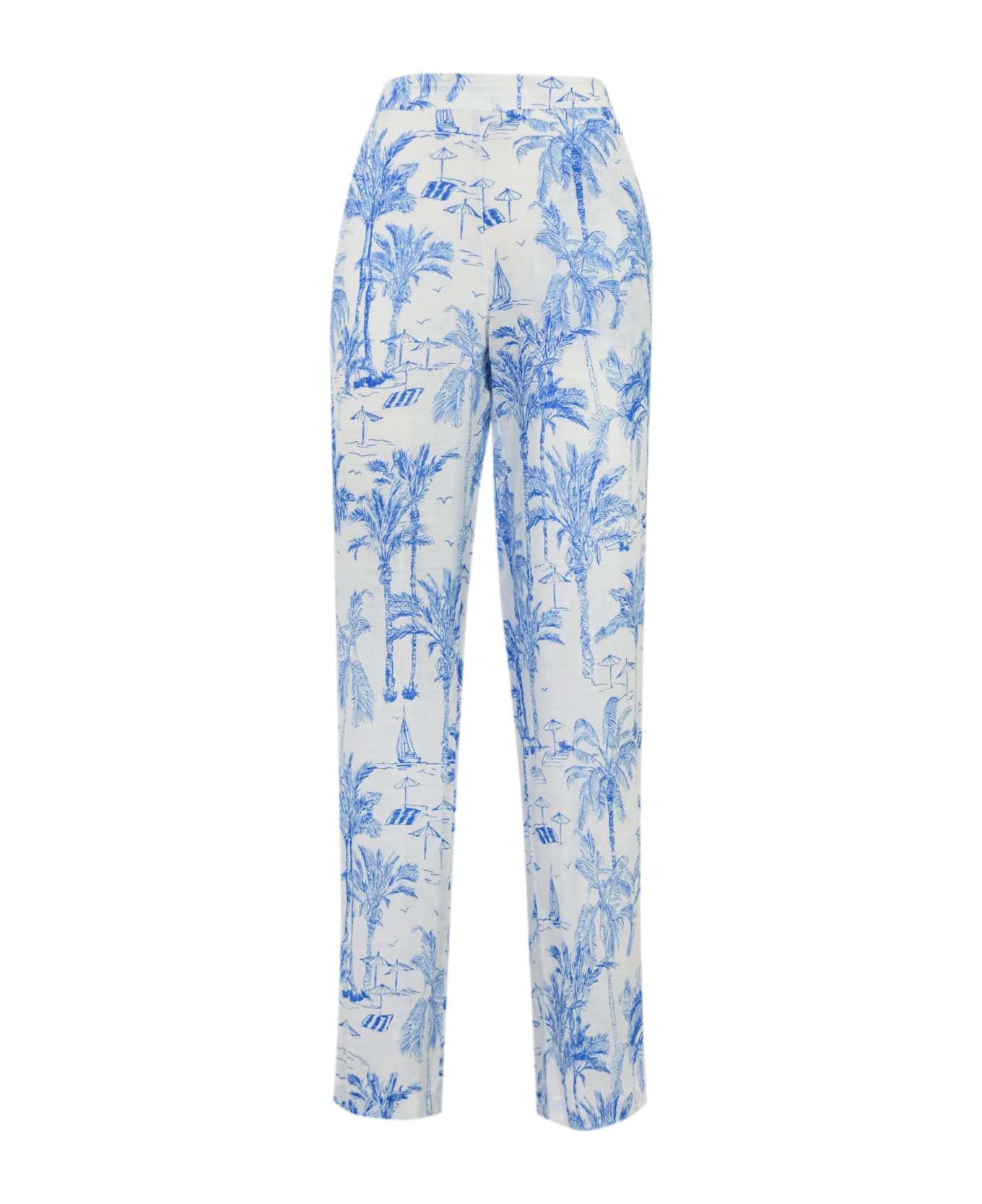 MC2 Saint Barth Taryn Saint Beach Linen Trousers - Blu/bianco