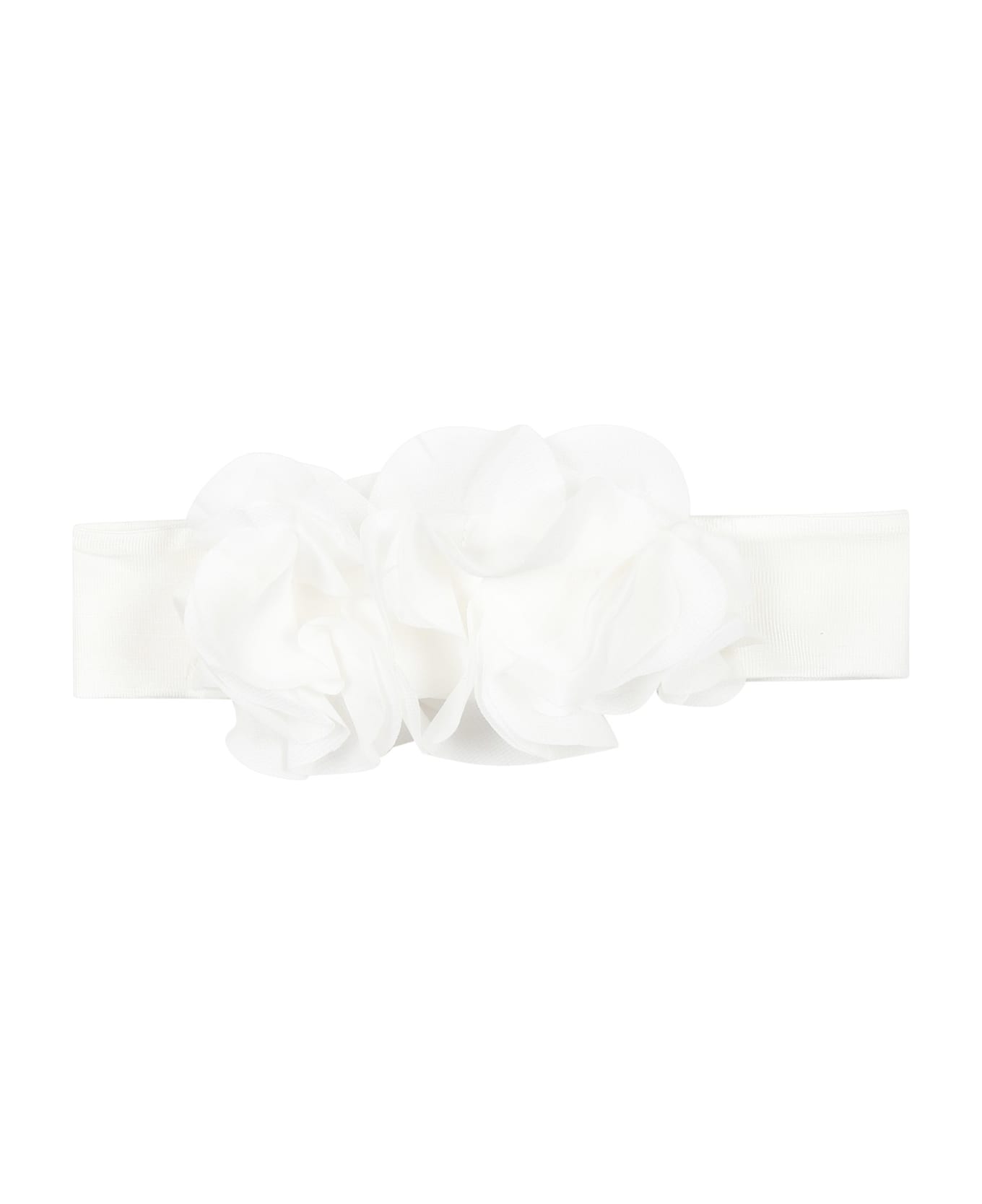 La stupenderia White Hair Band For Baby Girl With Petals - White