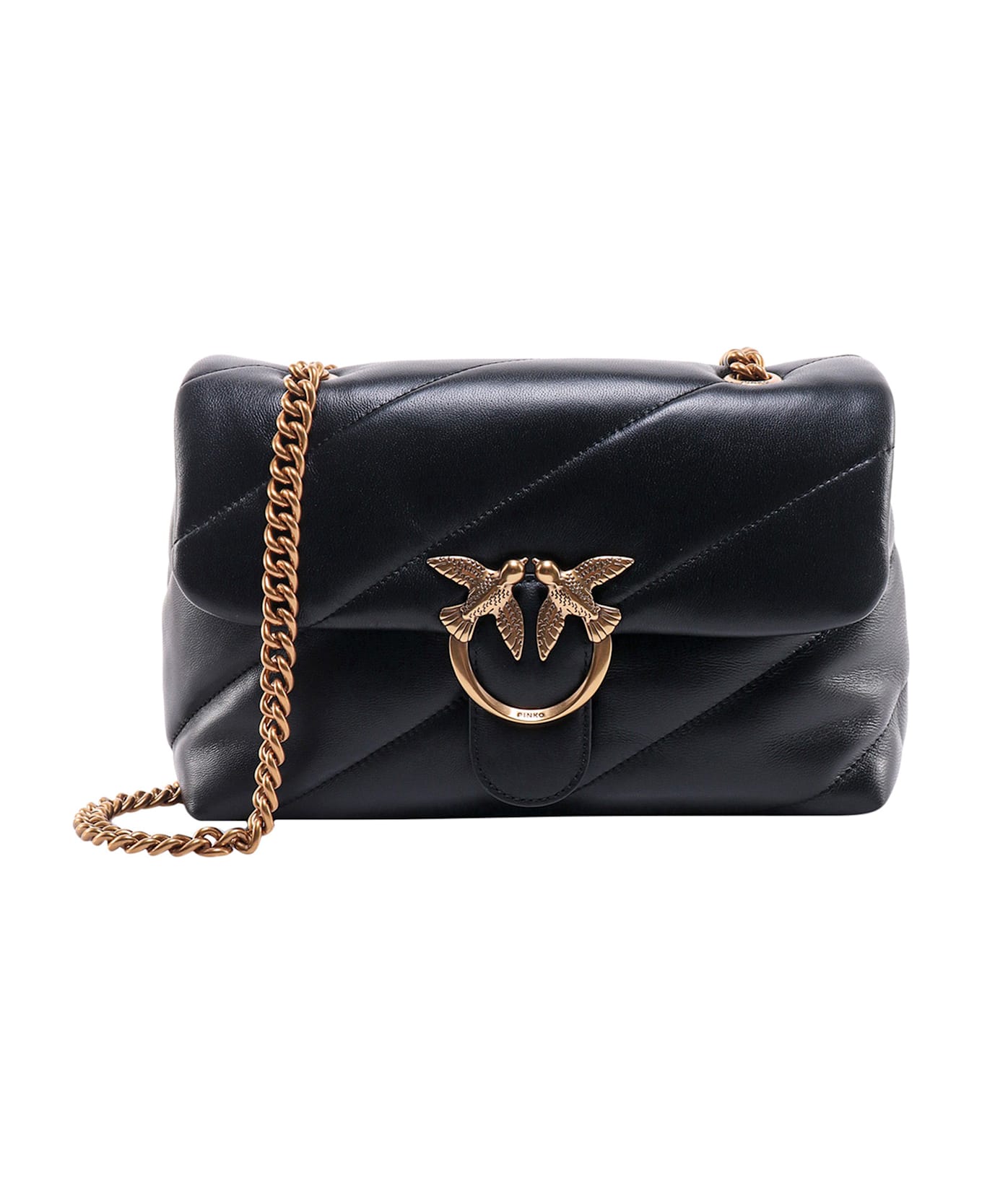 Pinko Love Puff Classic Matelassé Leather Shoulder Bag - Black ショルダーバッグ