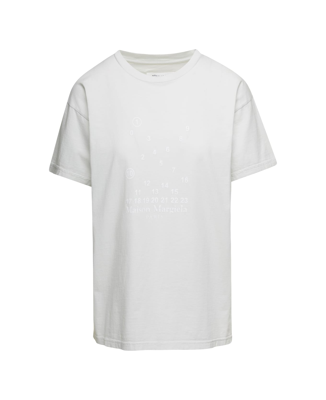 Maison Margiela White T-shirt With Printed Logo On The Front In Cotton Woman - White
