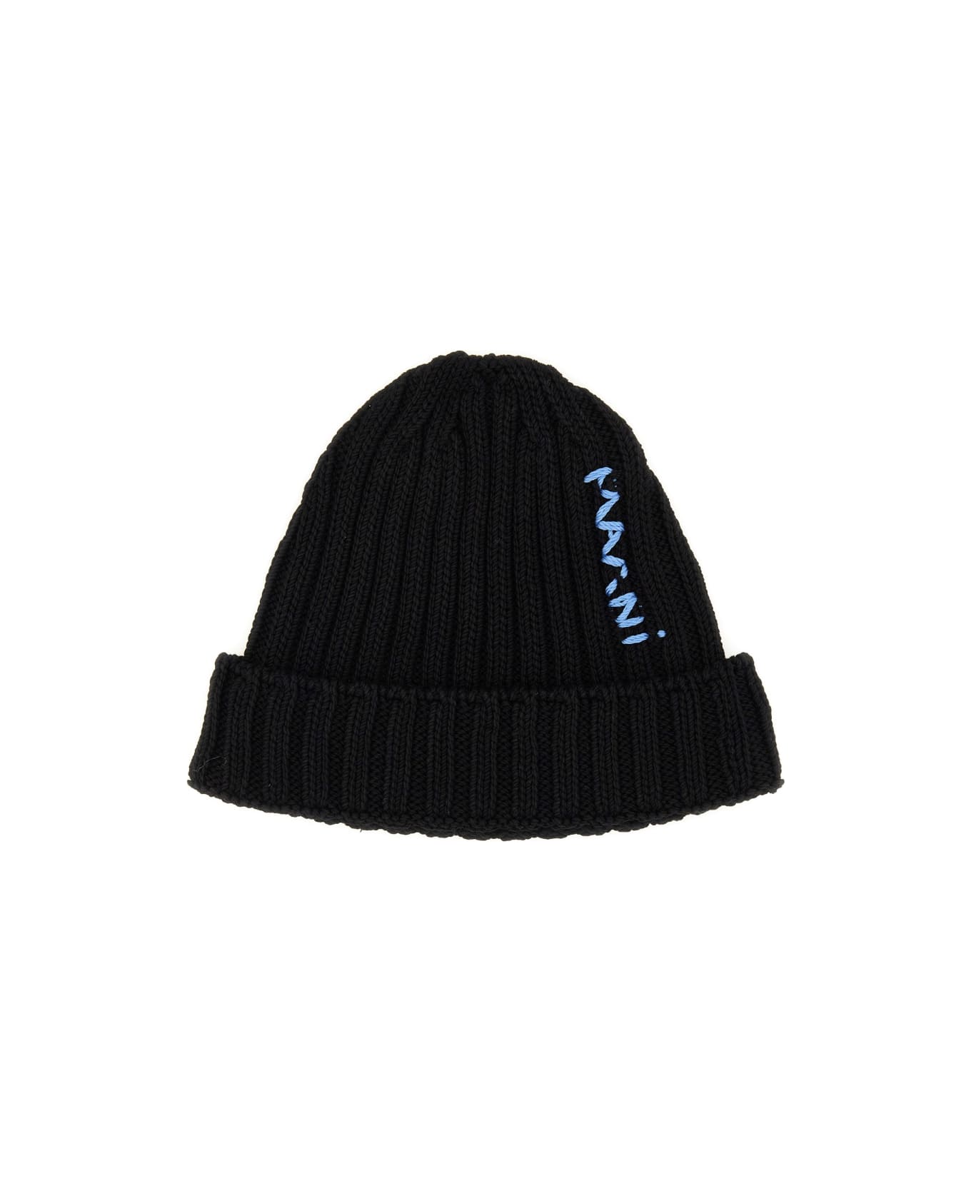 Marni Beanie Hat With Logo - BLACK