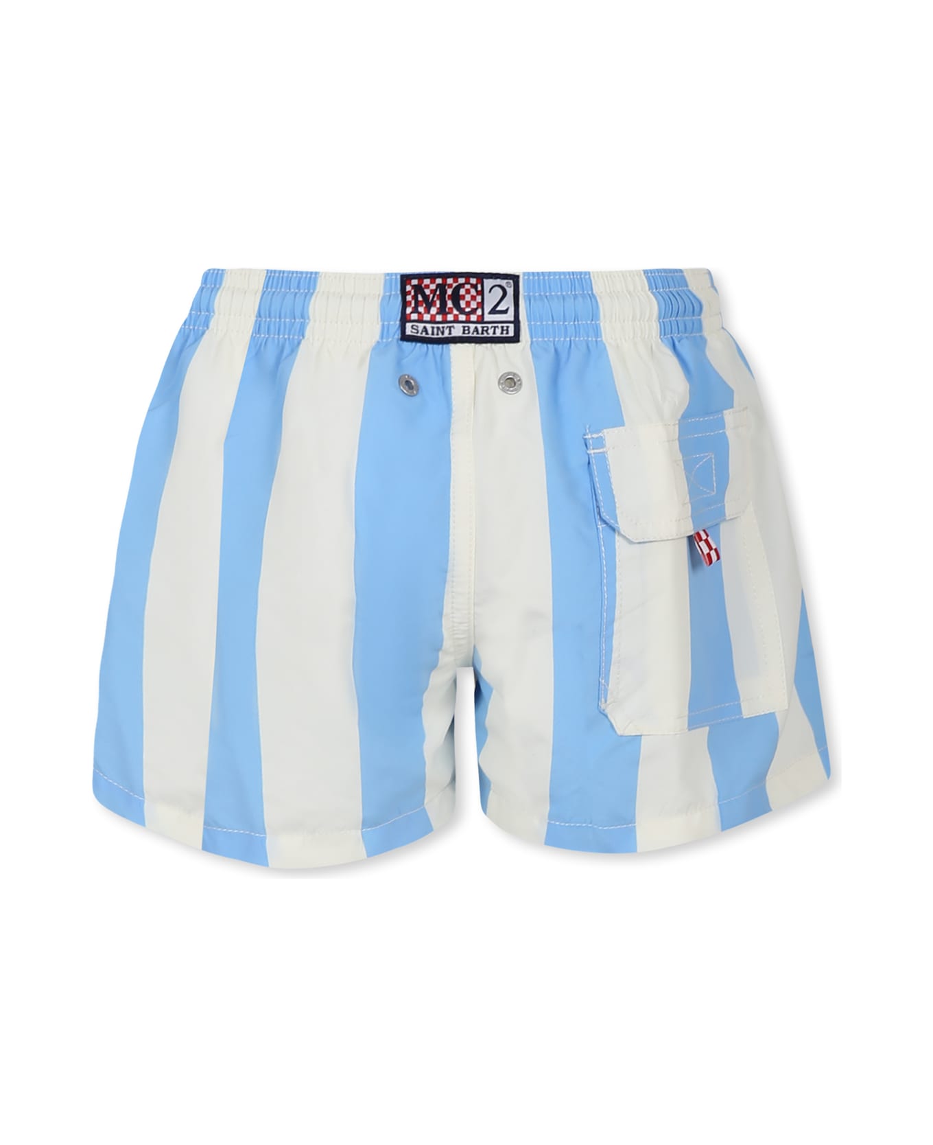 MC2 Saint Barth Light Blue Swim Shorts For Boy With Logo - Light Blue