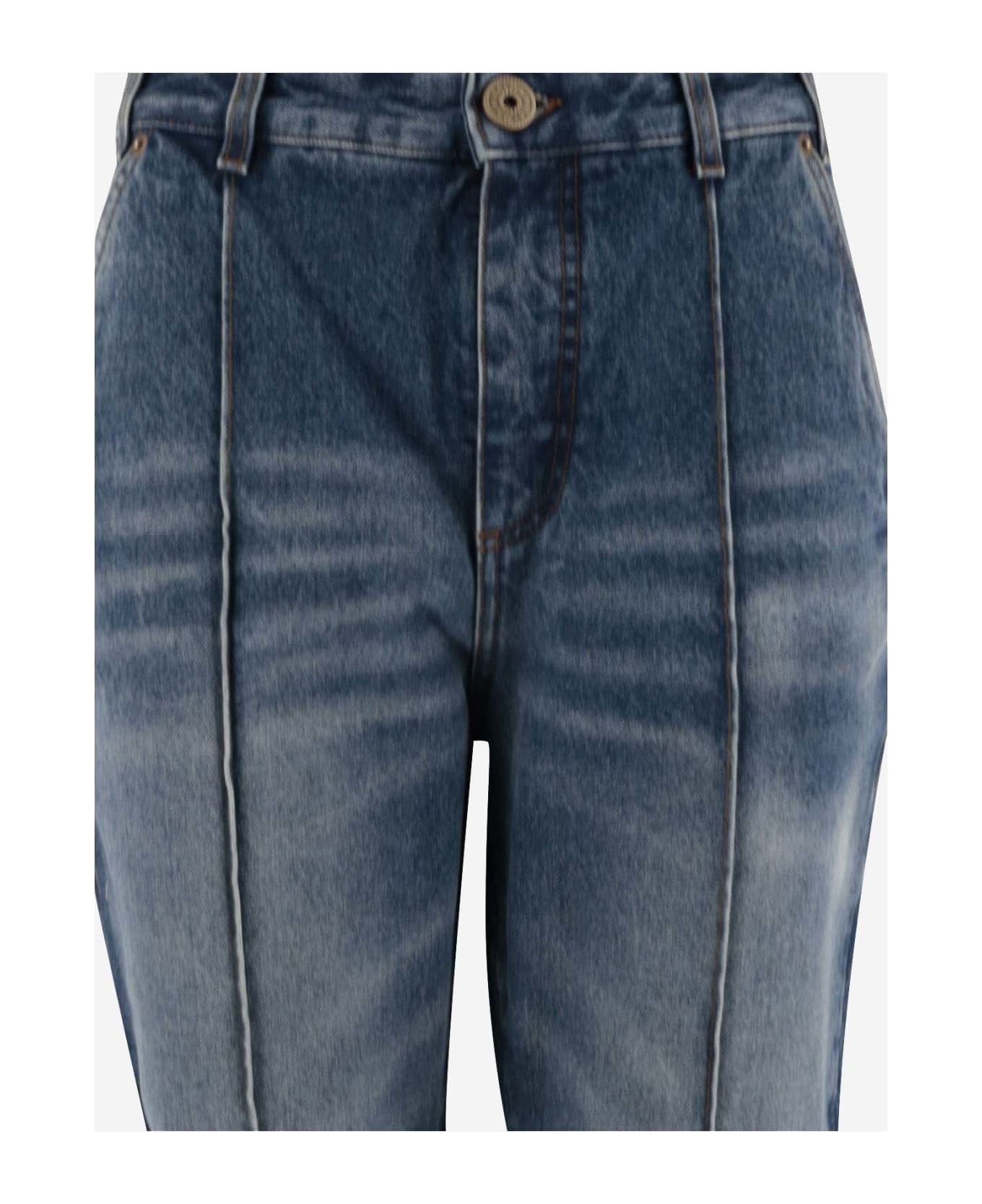Balmain Cotton Denim Flared Jeans - Denim