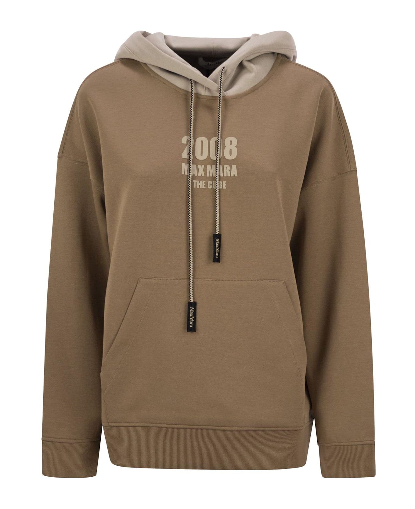 
S Max Mara Agata Logo Embroidered Drawstring Hoodie - Camel