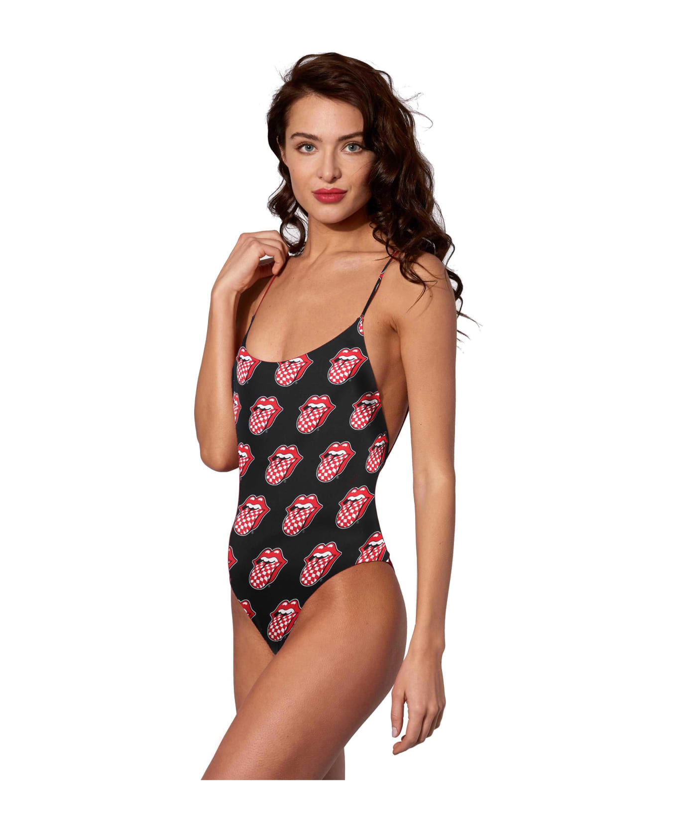 MC2 Saint Barth Rolling Stones® One Piece Swimsuit - BLACK