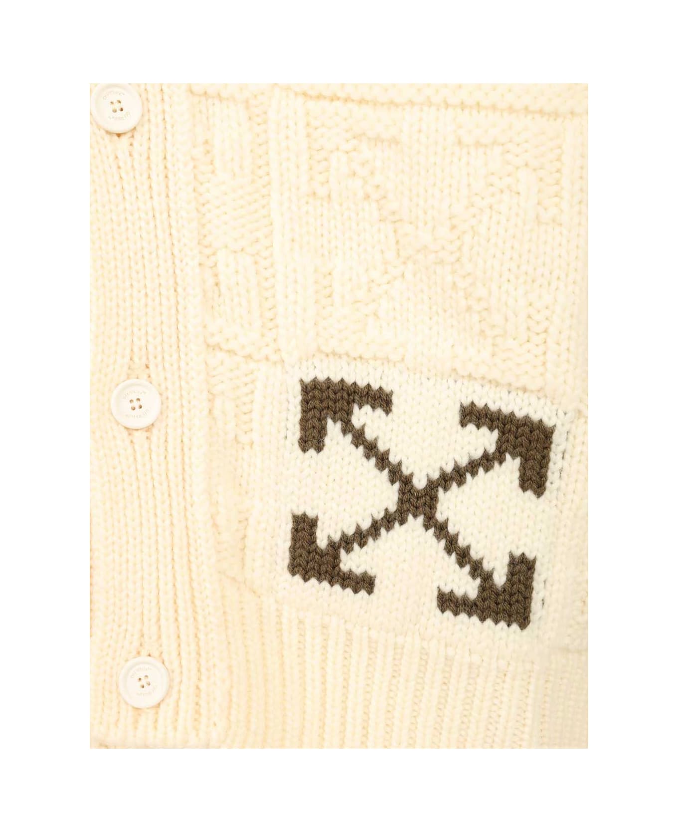 Off-White Arrow 3d Wool Cardigan - BEIGE