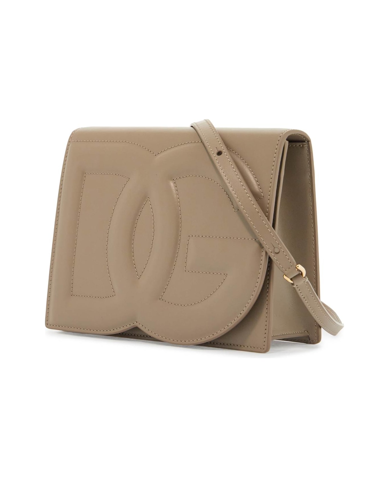 Dolce 
Gabbana Taupe Calfskin Crossbody Bag With Adjustable Strap - TALPA (Beige)
