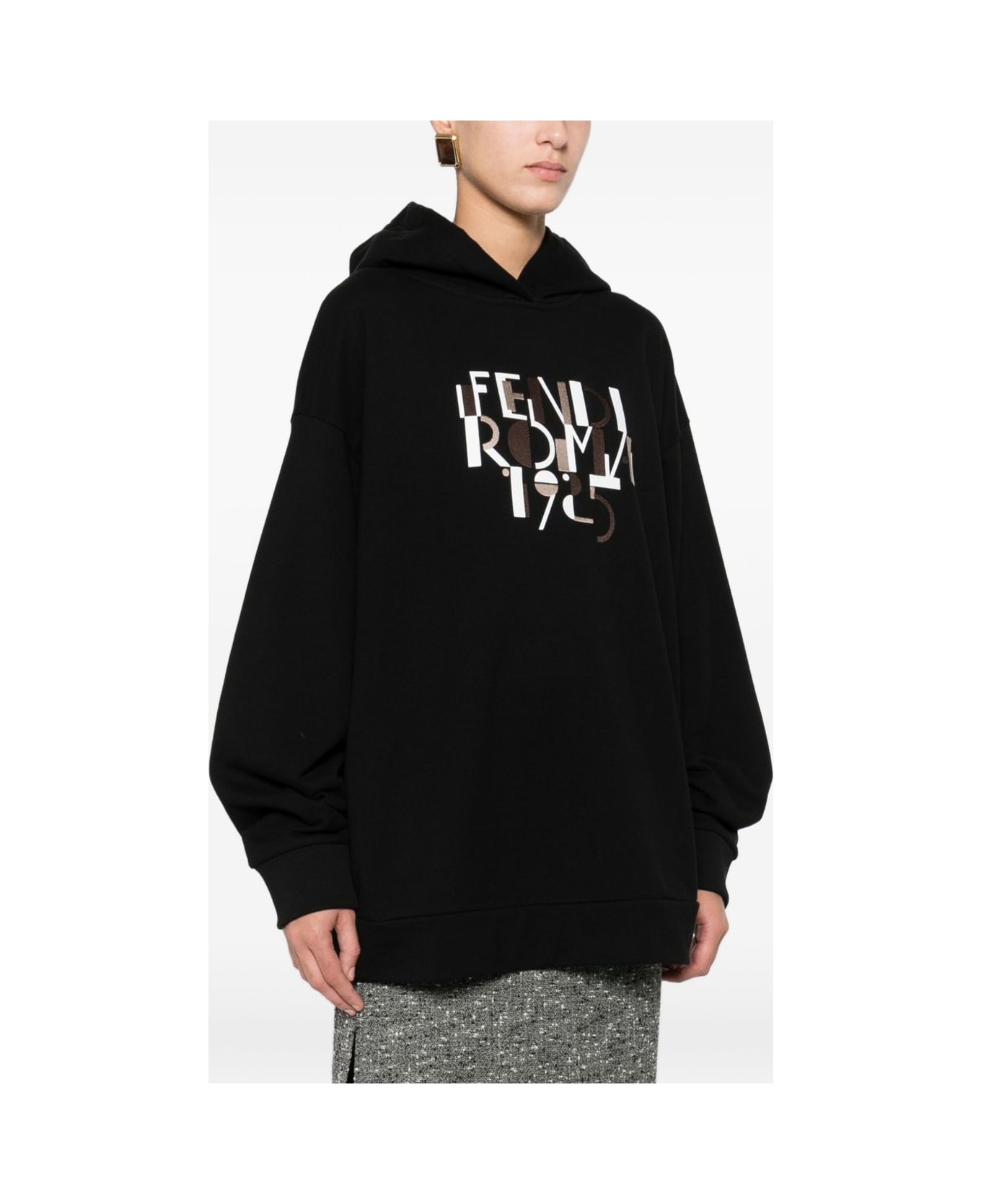 Fendi Roma Cotton Hoodie - Black