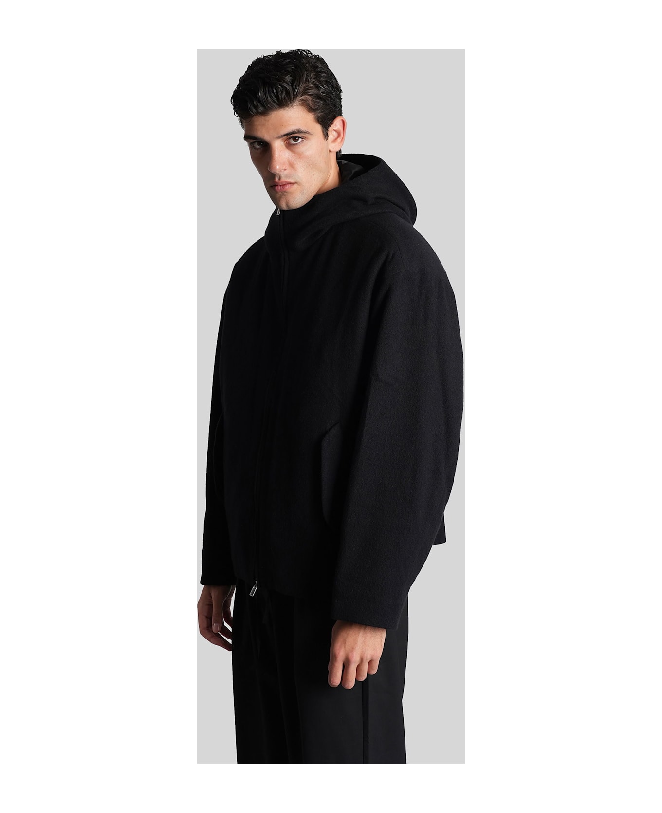 Attachment Casual Jacket In Black Wool - black