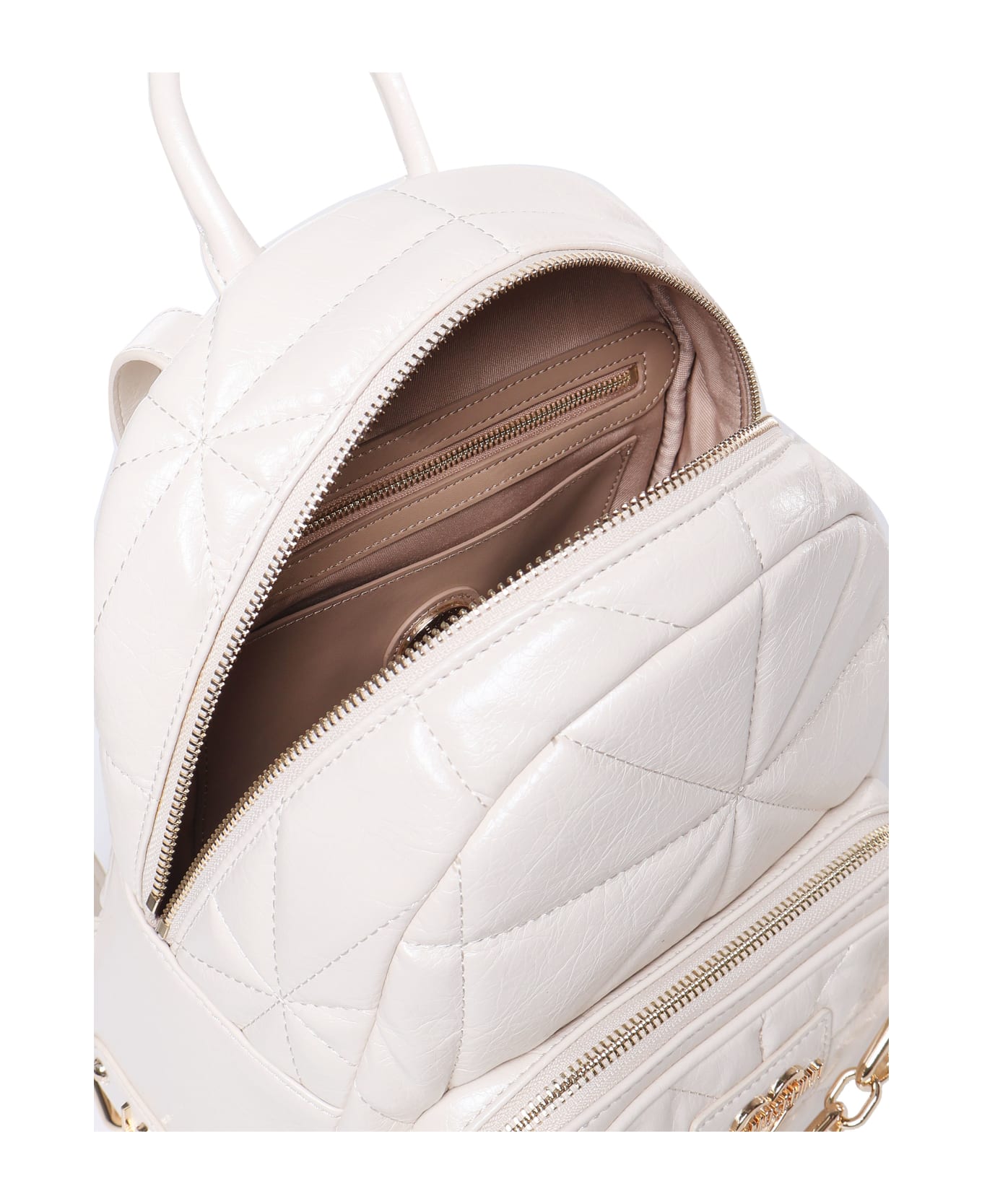 Love Moschino Quilted Rounded Geometric Backpack - White