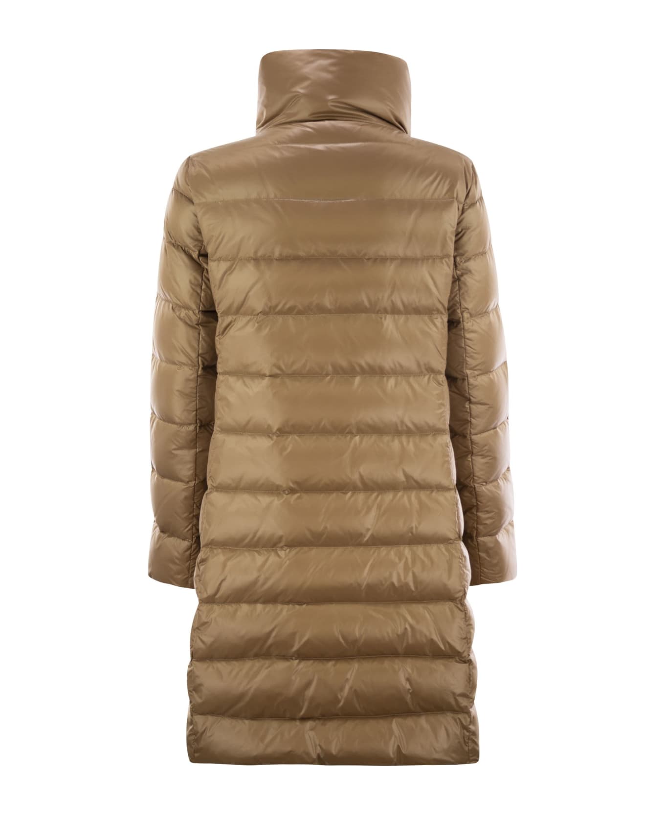 Fay Long Down Jacket With Hook - Camel