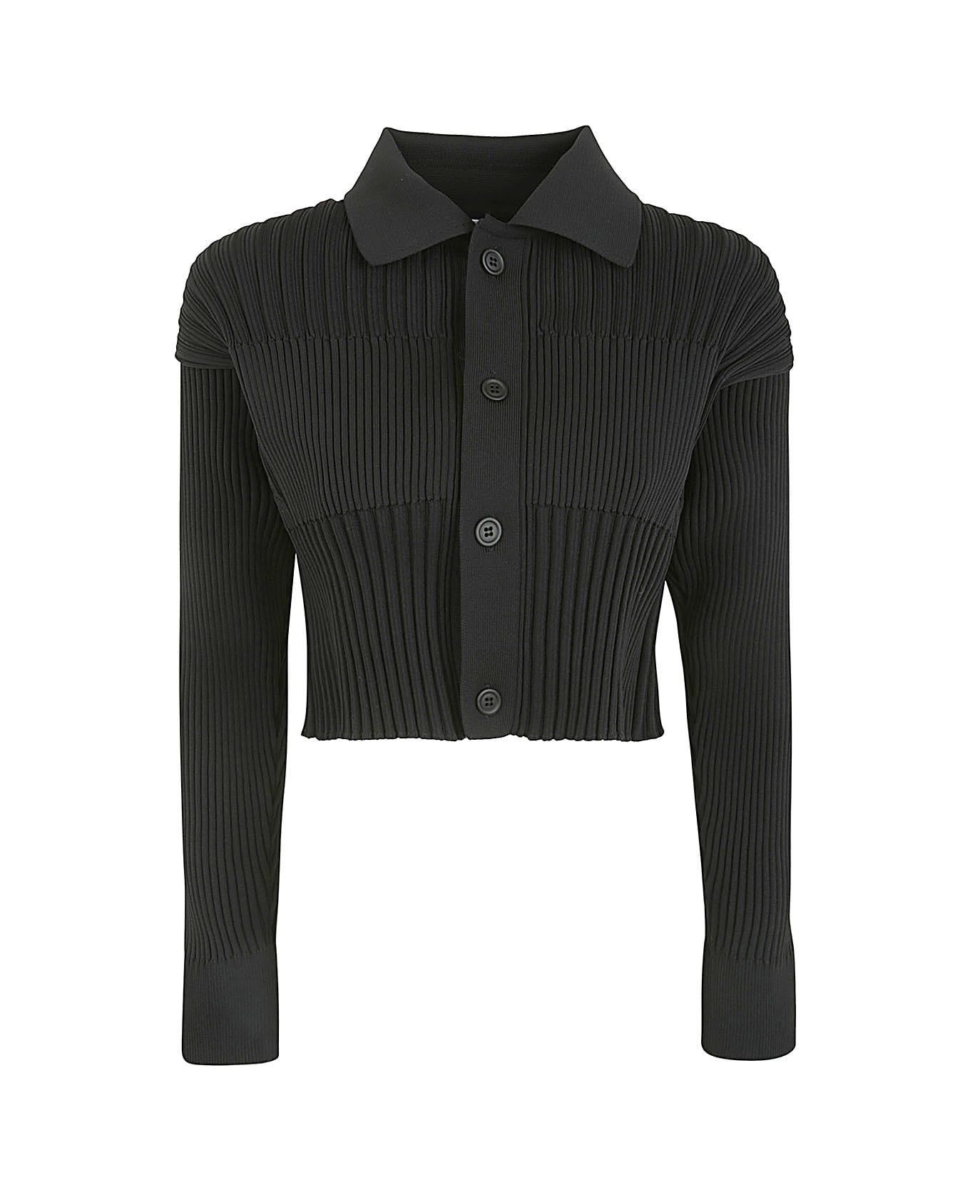 CFCL Fluted Cropped Shirt Cardigan - Black