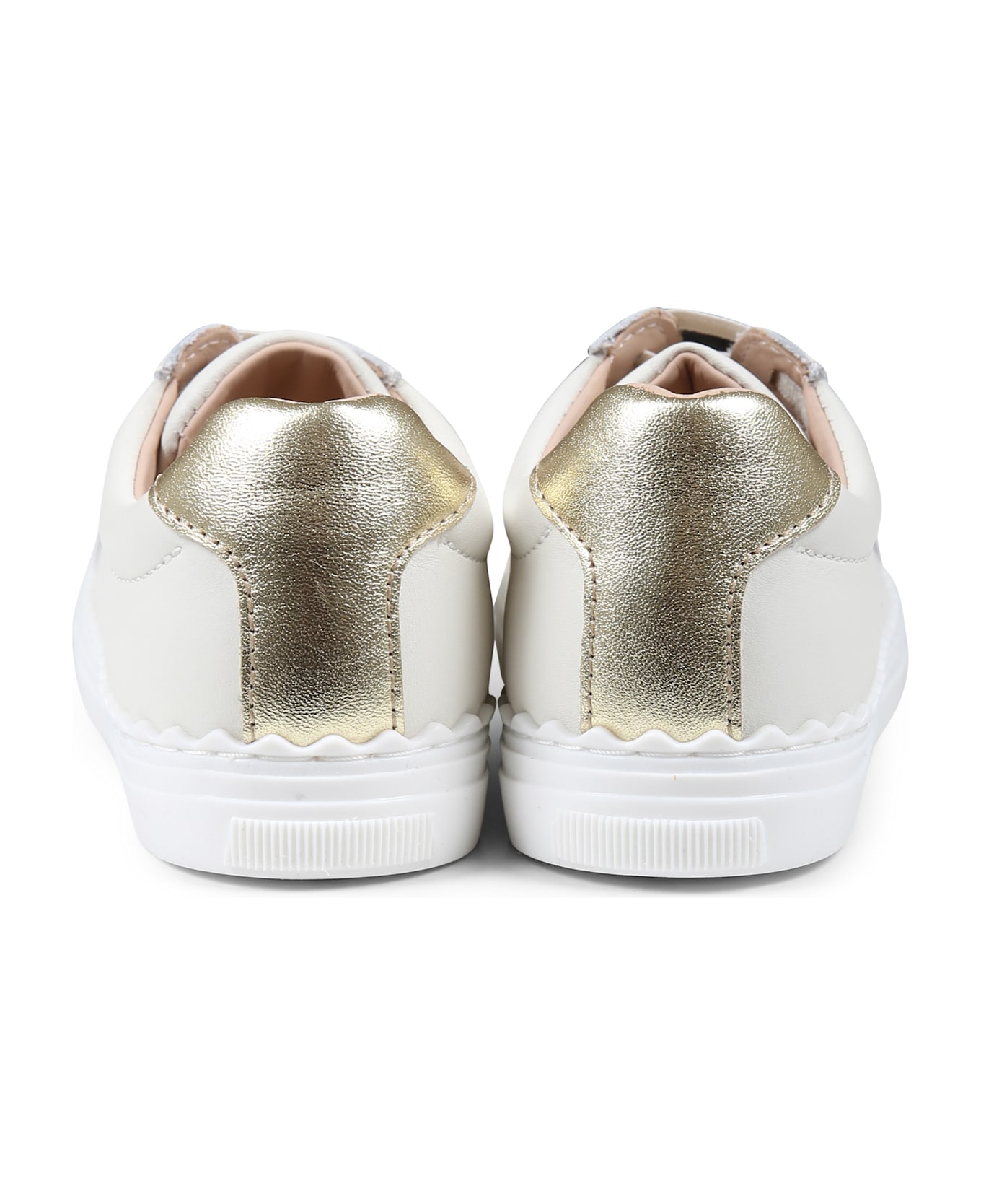 Chloé Ivory Sneakers For Girl With Logo - White