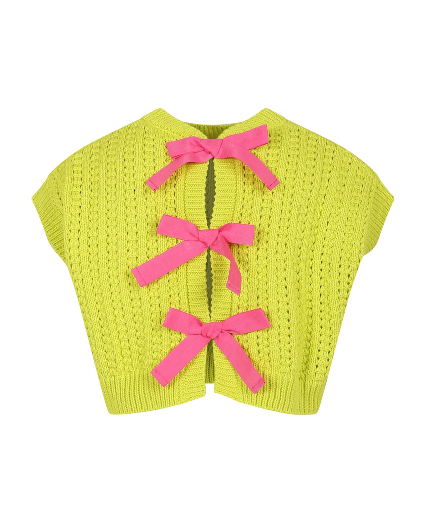 Philosophy di Lorenzo Serafini Kids Yellow Vest Sweater For Girl With Logo - Yellow ニットウェア＆スウェットシャツ