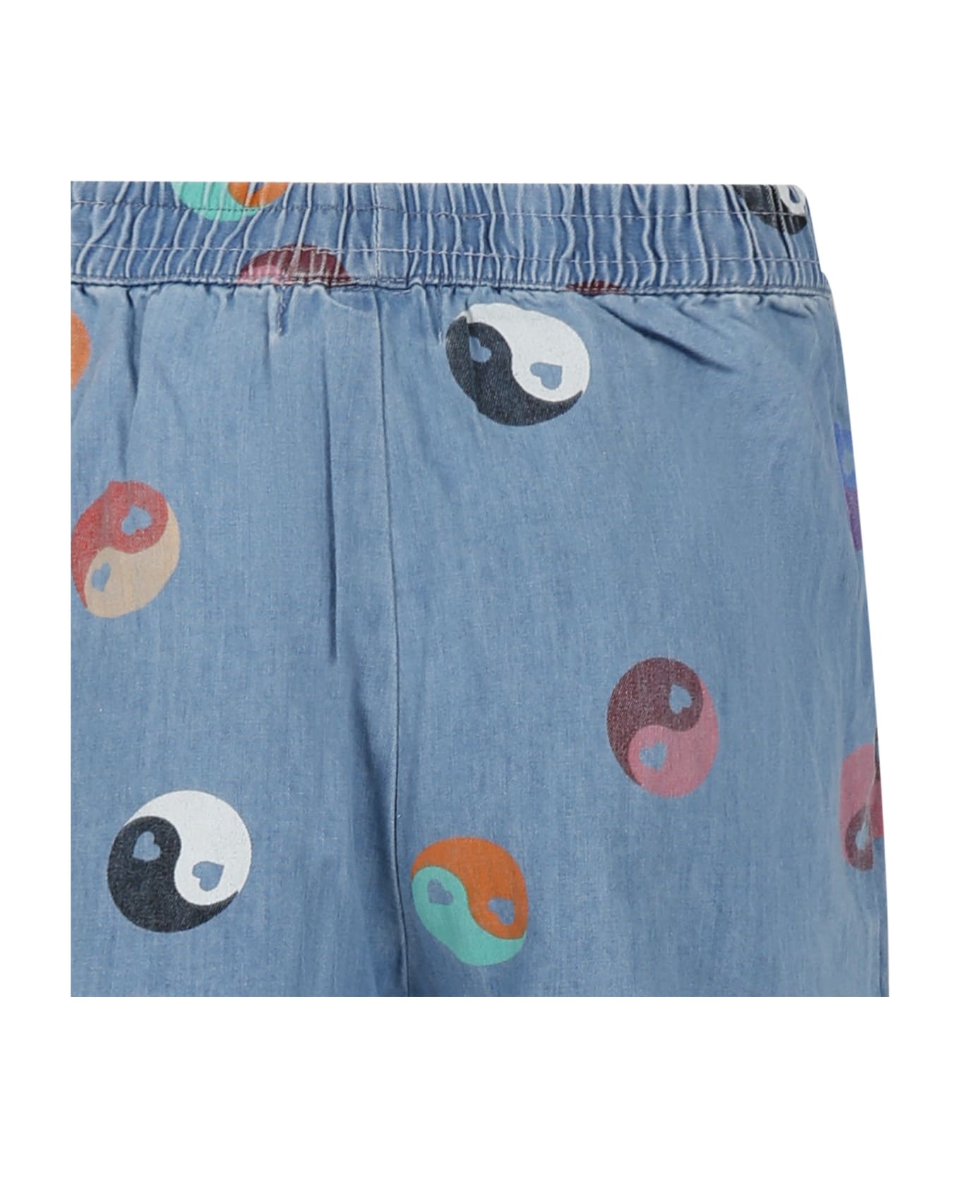 Molo Blue Trousers For Girl With Ying E Yang - Denim