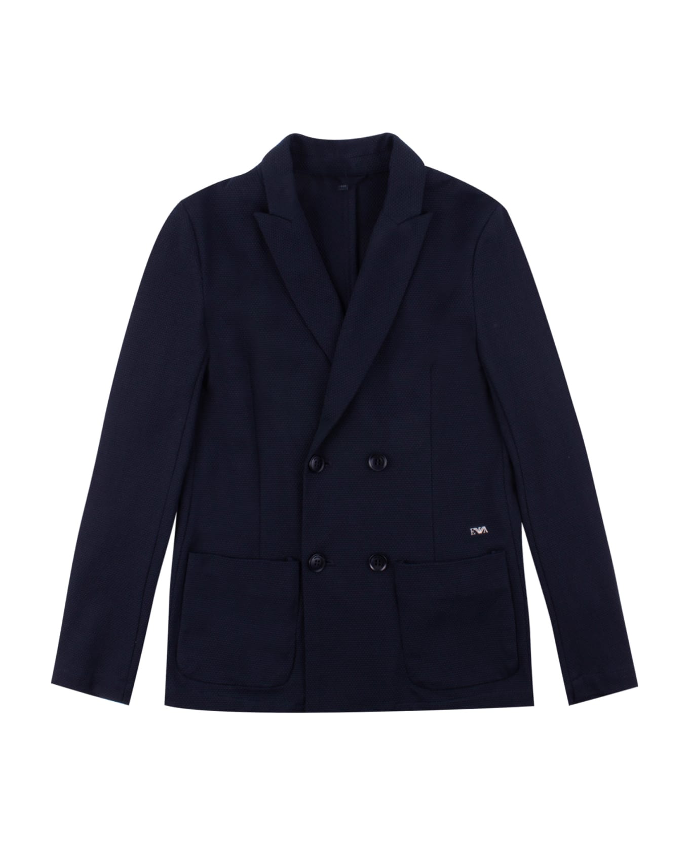 Emporio Armani Double Breasted Cotton Jacket - Blue コート＆ジャケット